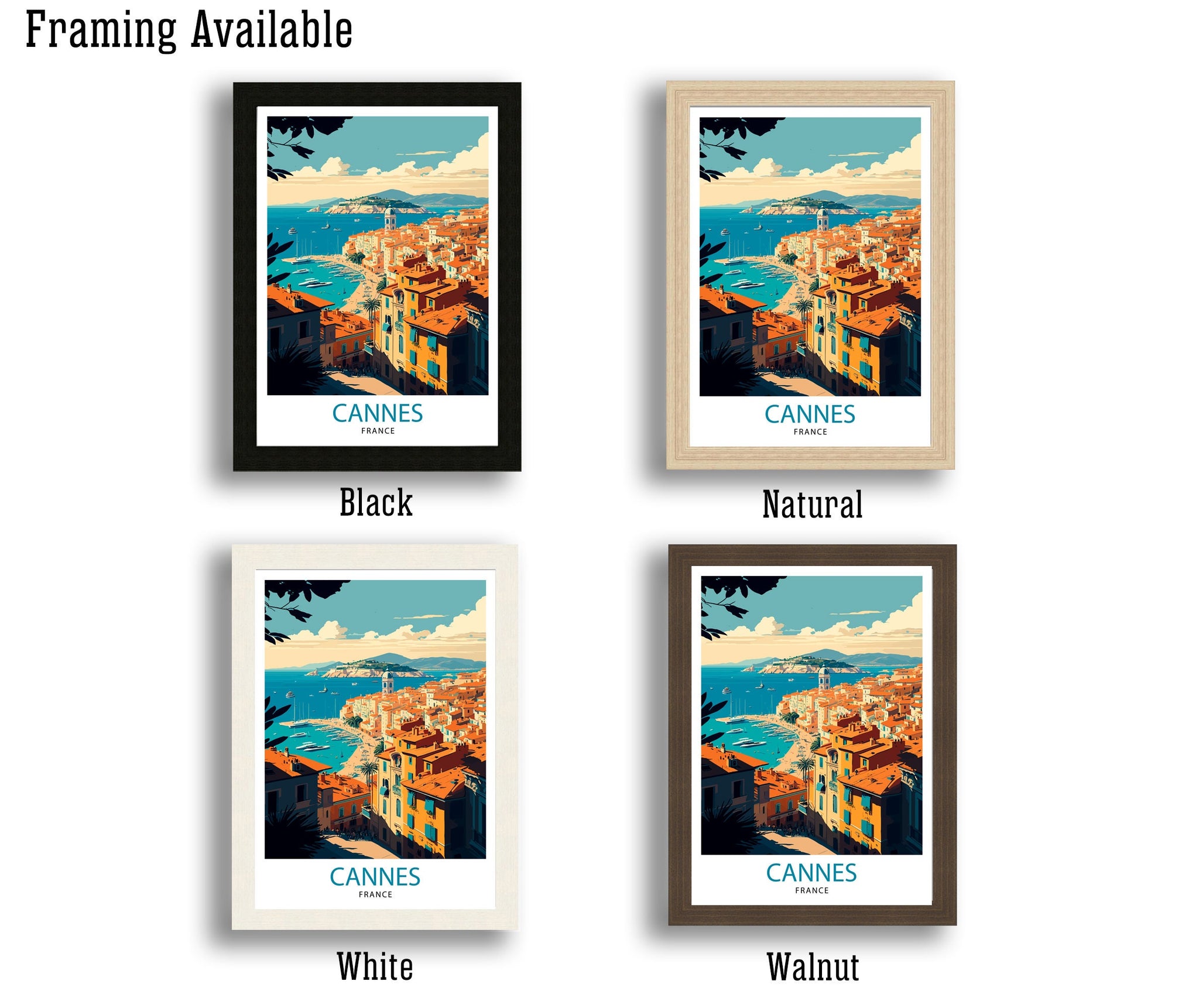 Cannes France Travel Print, French Riviera Illustration