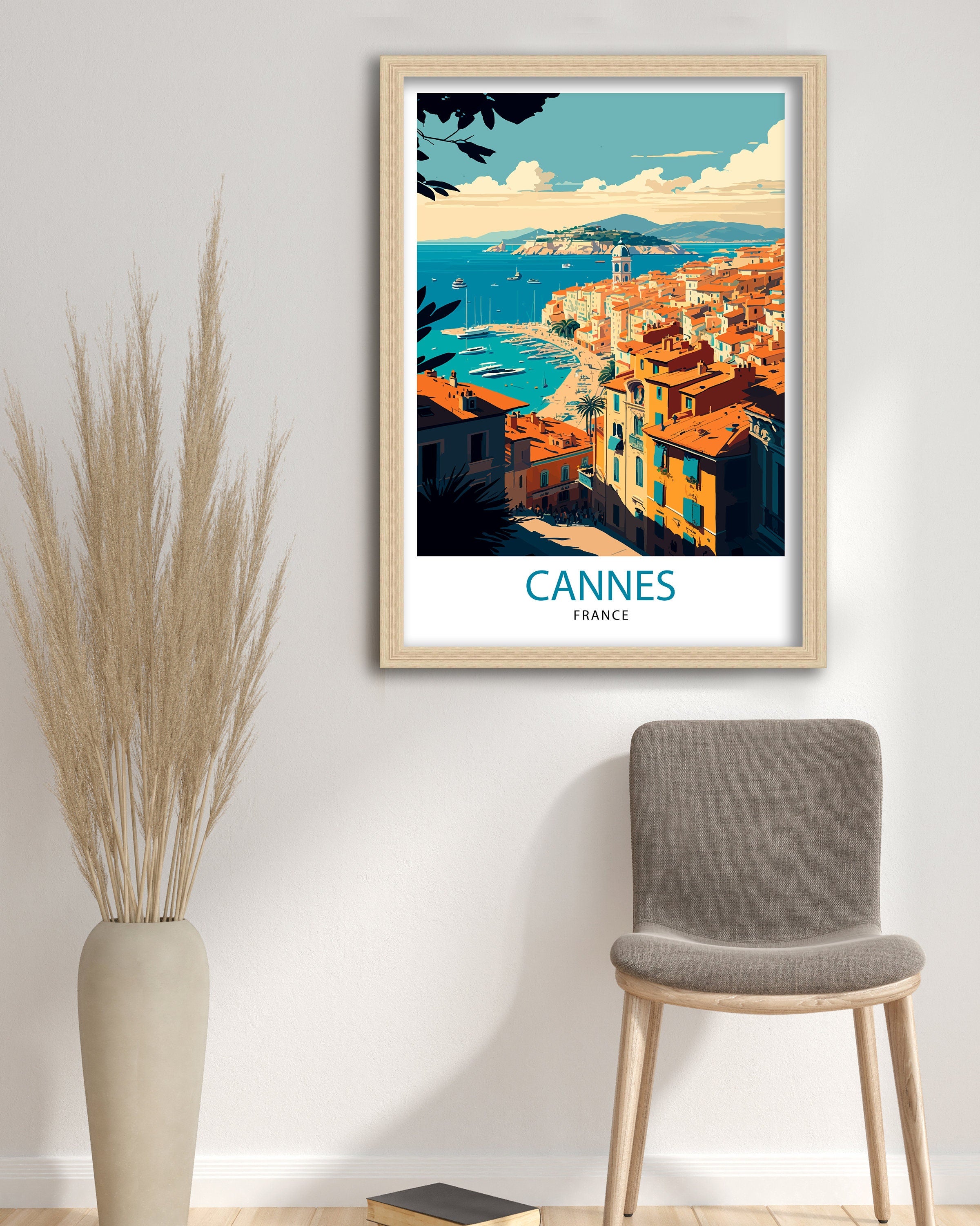 Cannes France Travel Print, French Riviera Illustration