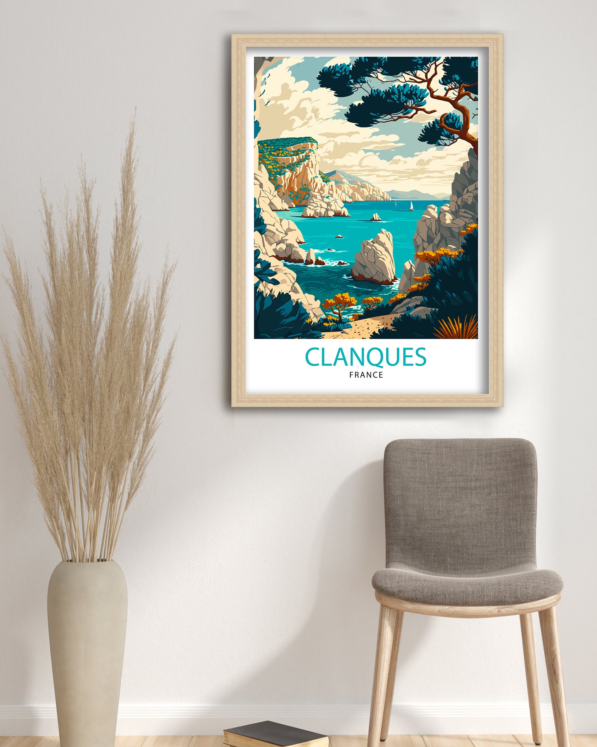 Calanques France Travel Poster, Mediterranean Coast Art Print