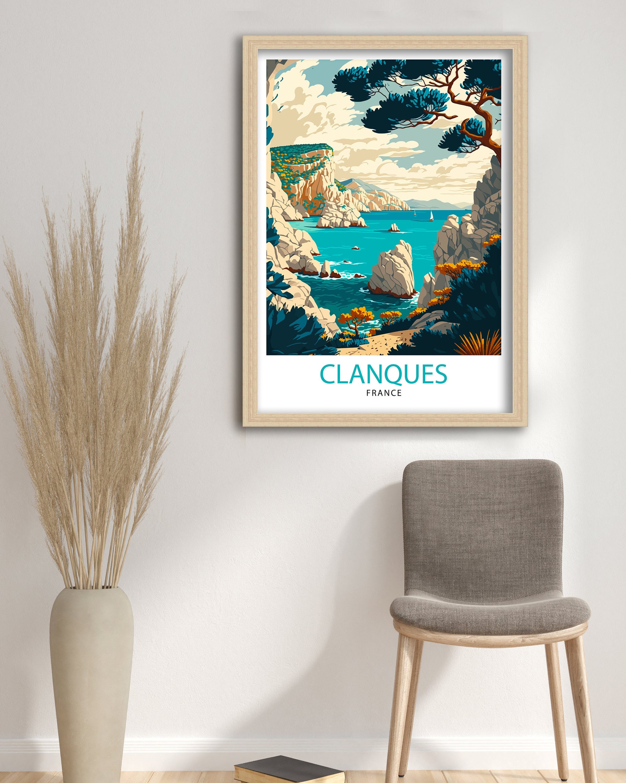 Calanques France Travel Poster, Mediterranean Coast Art Print