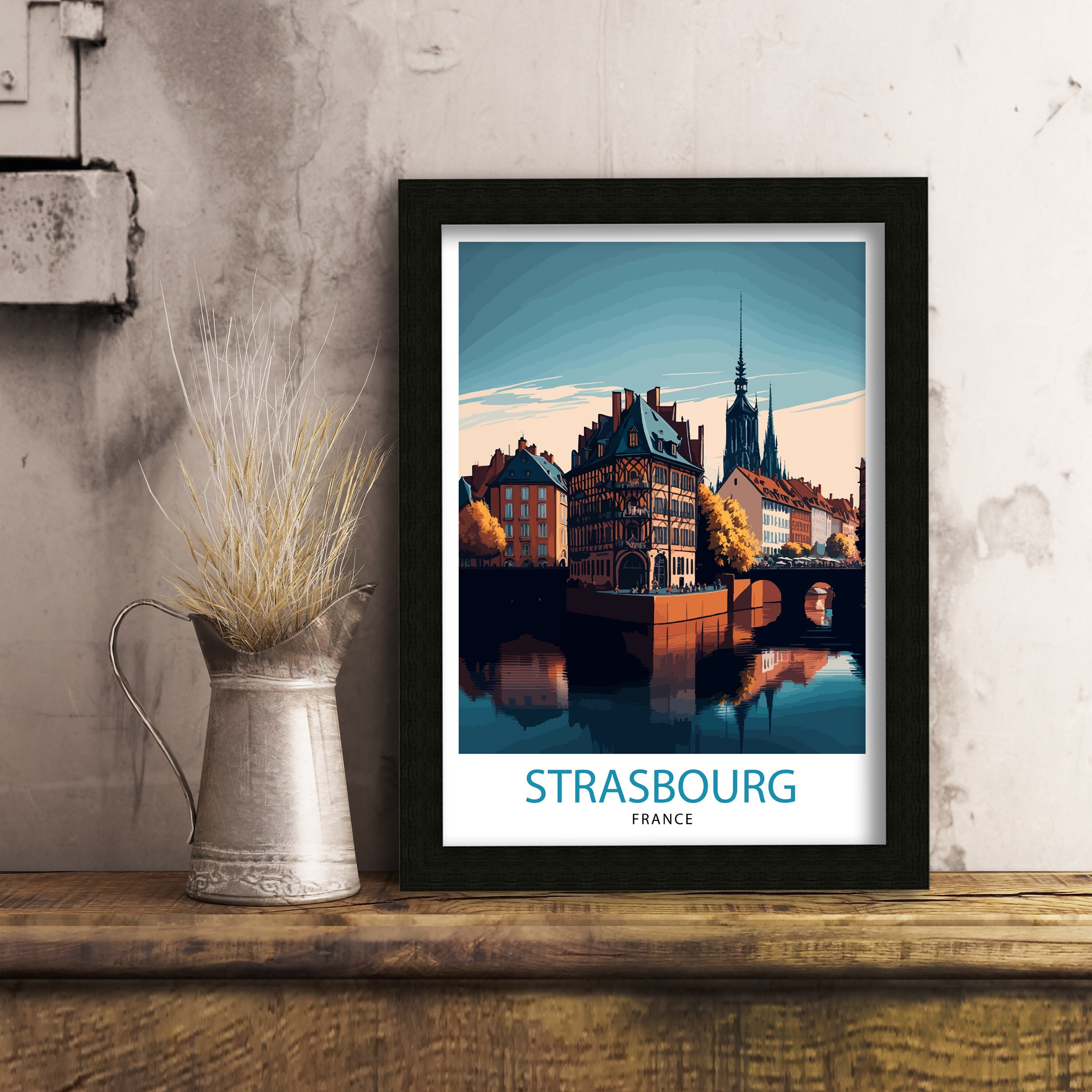 Strasbourg France Illustration Print, City Wall Art