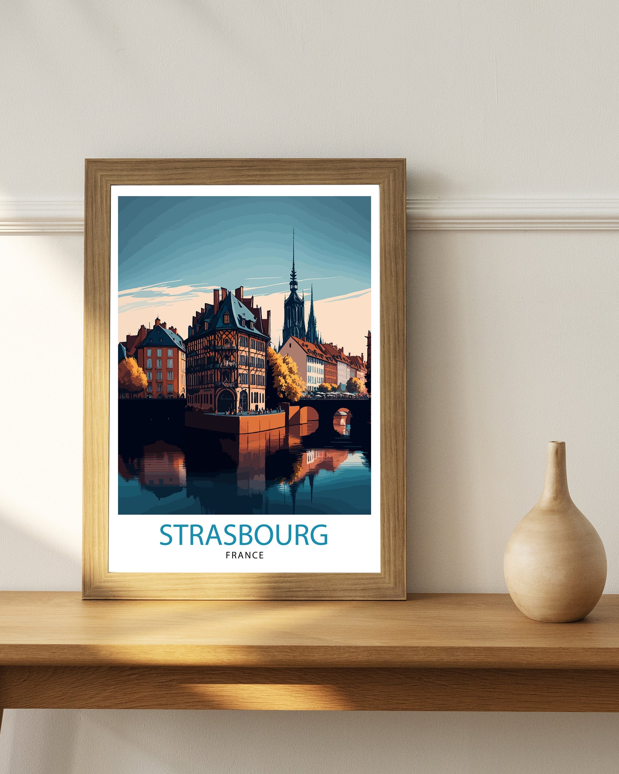 Strasbourg France Illustration Print, City Wall Art