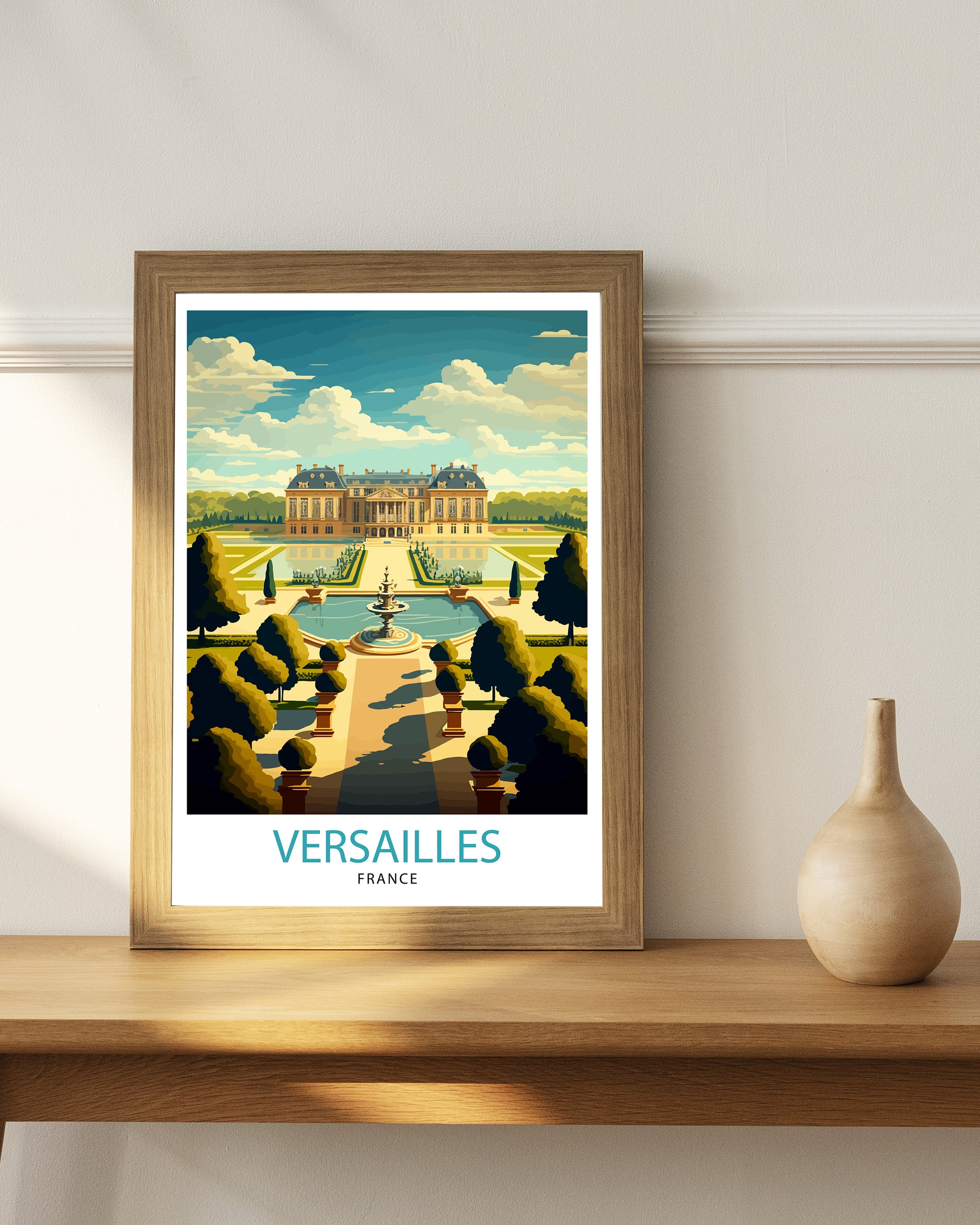 Versailles Palace Illustration, France Travel Print