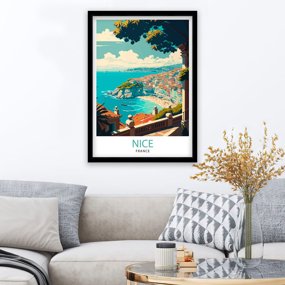 Nice France Travel Poster Nice Wall Art Nice Poster French Riviera Decor Nice Art Poster Nice Illustration Nice