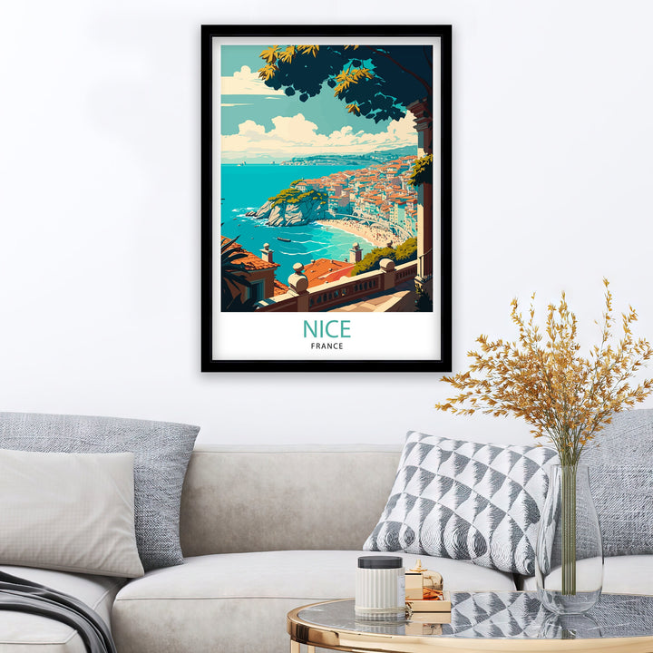 Nice France Travel Poster Nice Wall Art Nice Poster French Riviera Decor Nice Art Poster Nice Illustration Nice