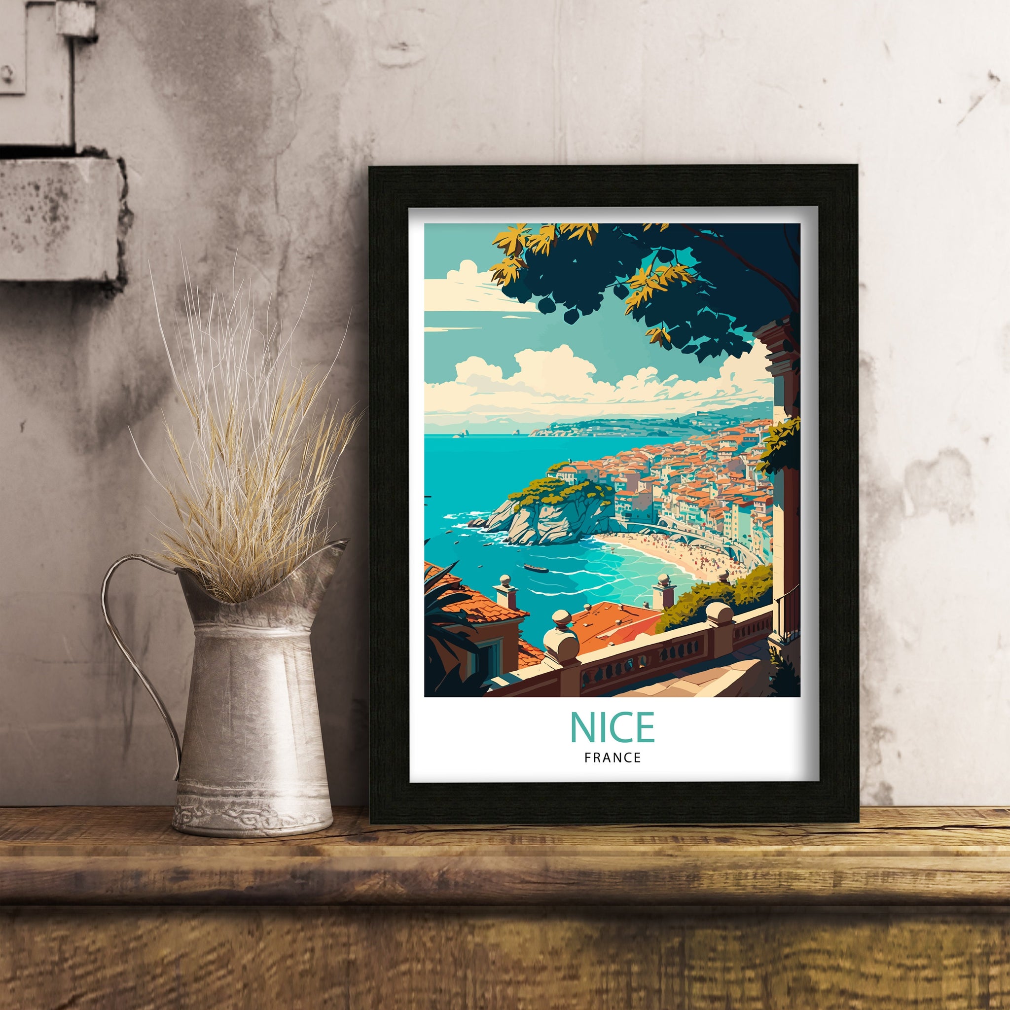 Nice France Travel Poster, French Riviera Wall Art