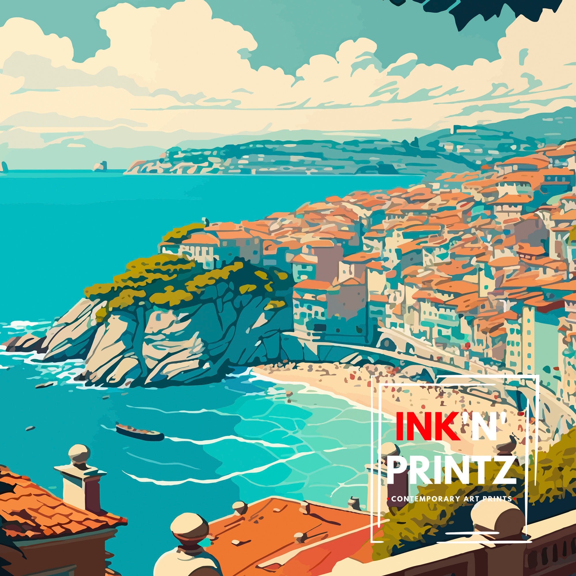 Nice France Travel Poster, French Riviera Wall Art