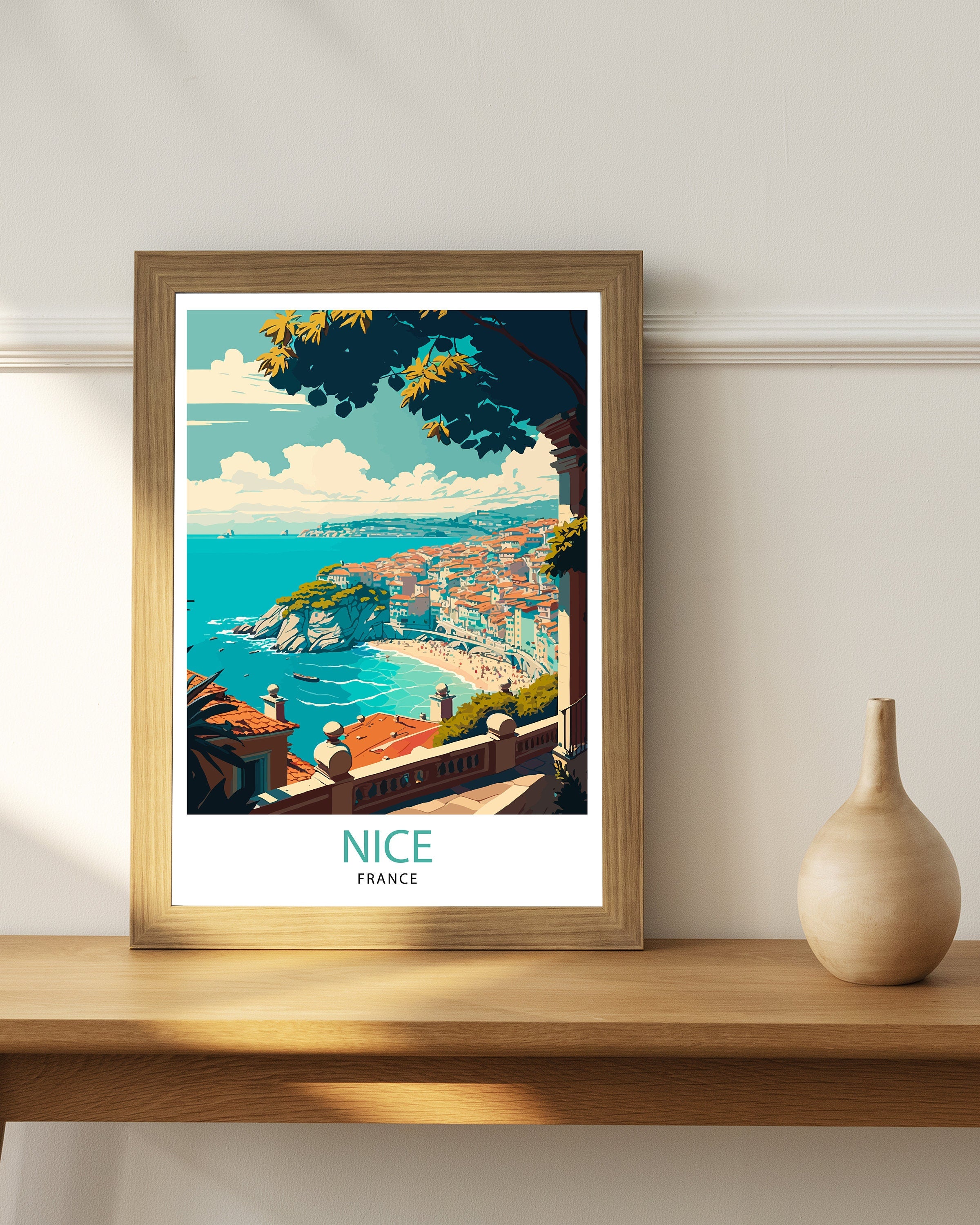 Nice France Travel Poster, French Riviera Wall Art