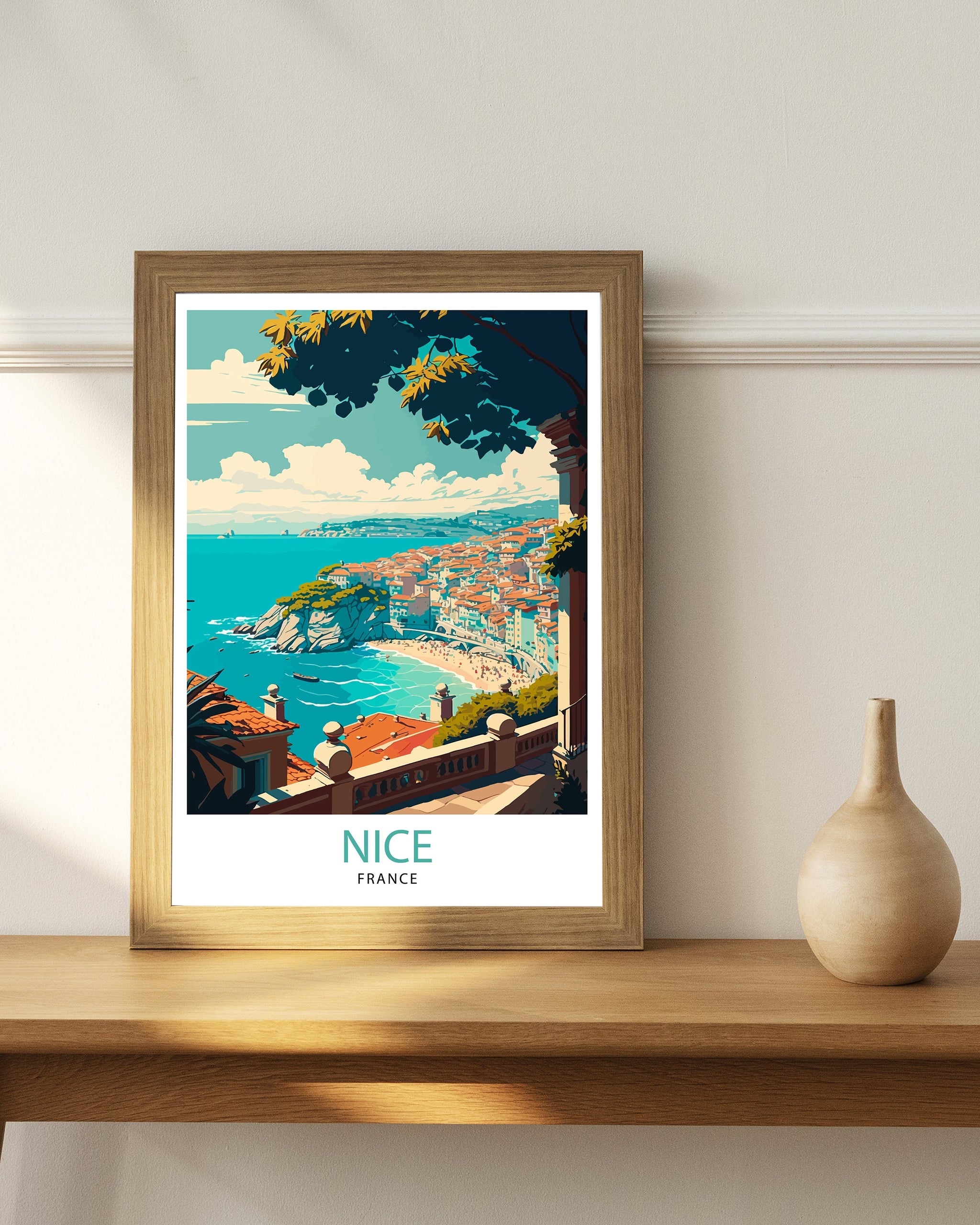 Nice France Travel Poster, French Riviera Wall Art