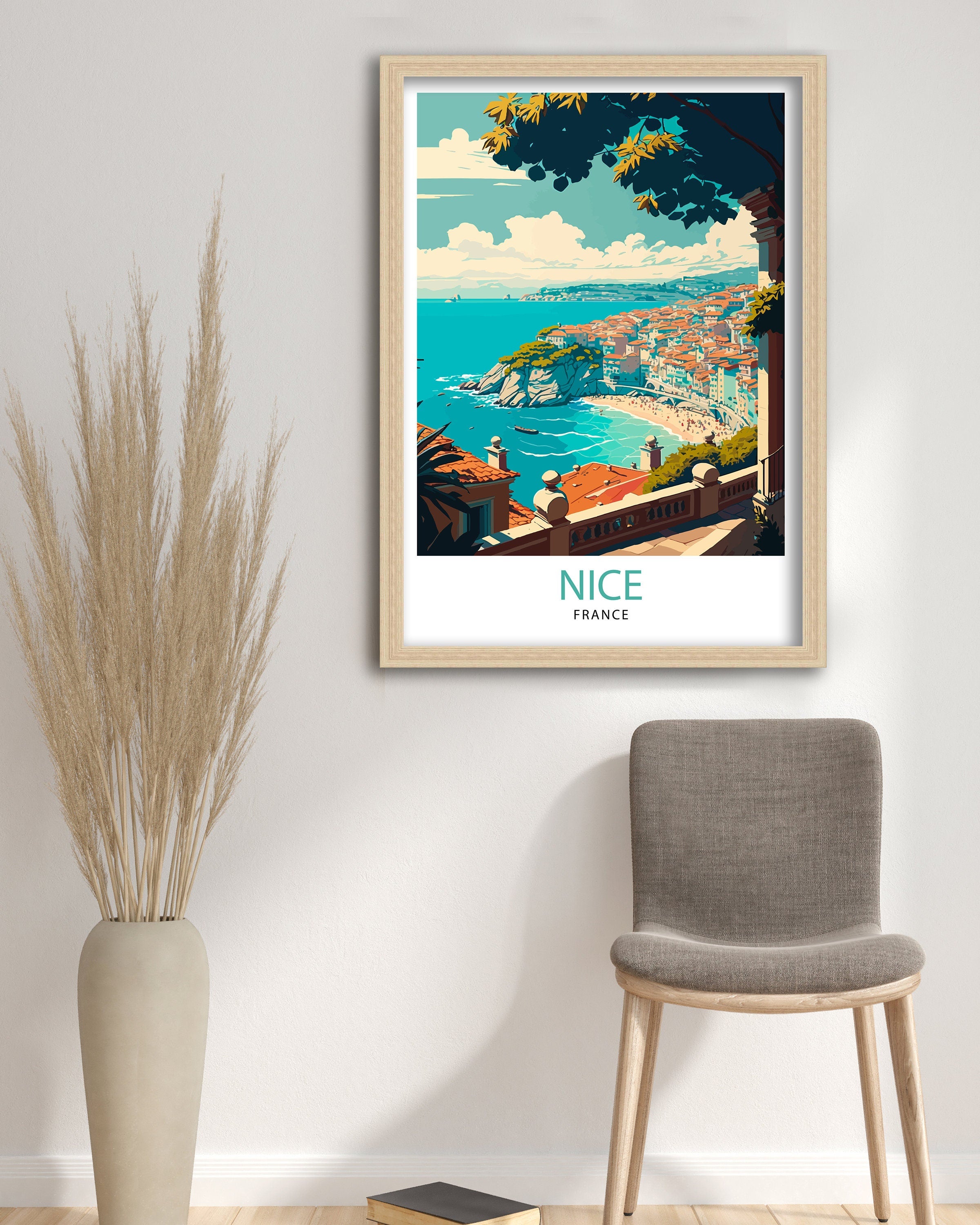 Nice France Travel Poster, French Riviera Wall Art