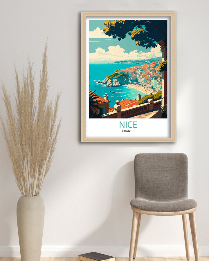 Nice France Travel Poster Nice Wall Art Nice Poster French Riviera Decor Nice Art Poster Nice Illustration Nice