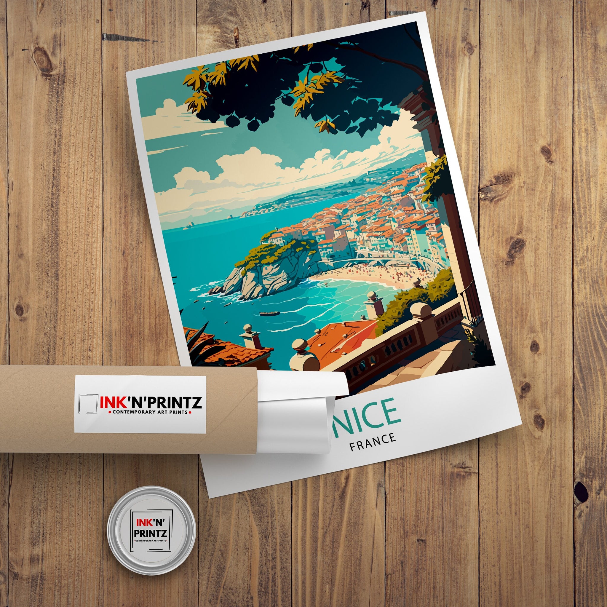 Nice France Travel Poster, French Riviera Wall Art