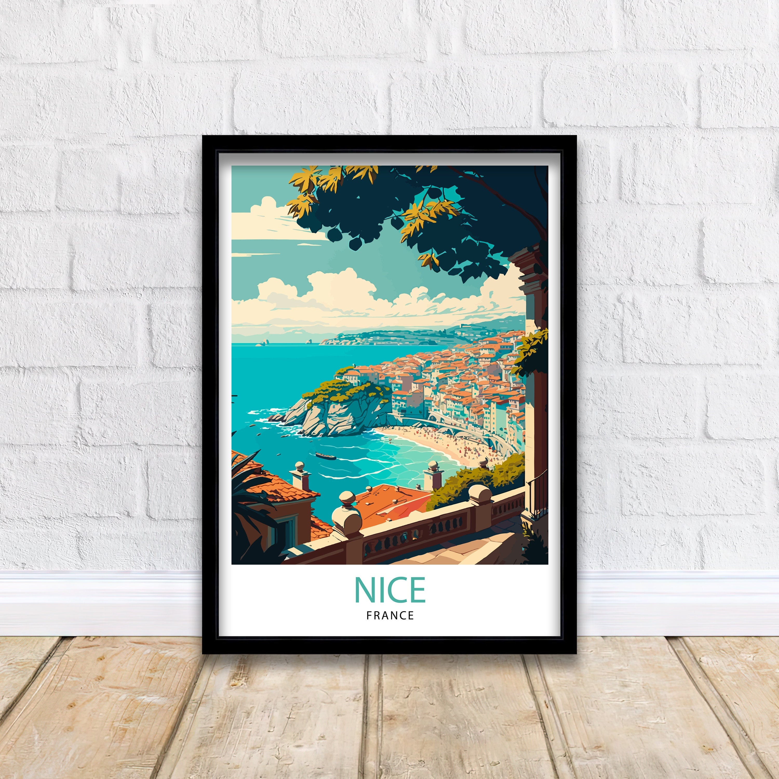 Nice France Travel Poster, French Riviera Wall Art
