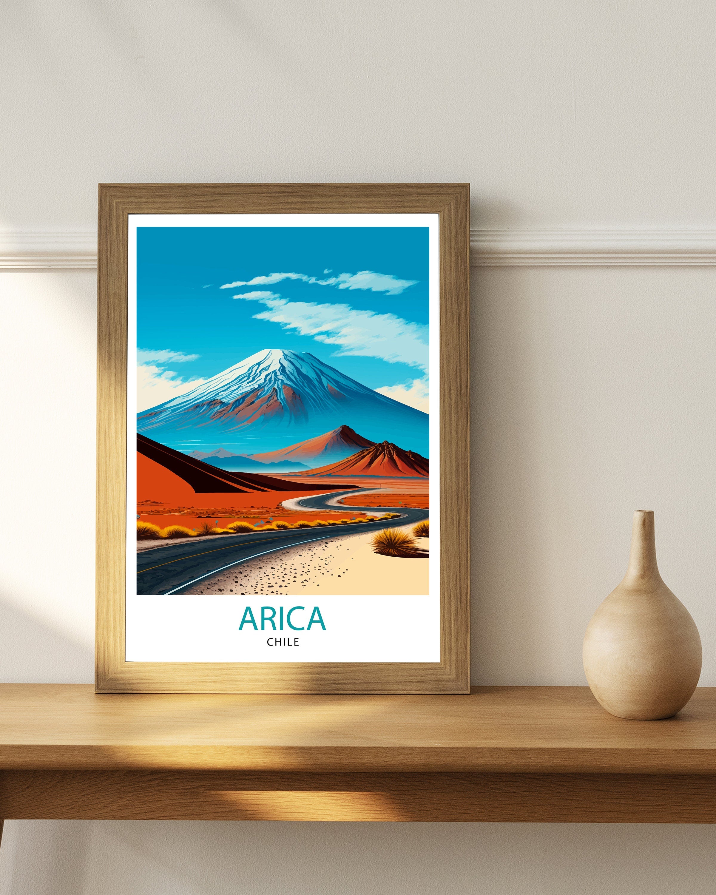Arica Chile Travel Poster, Landscape Illustration