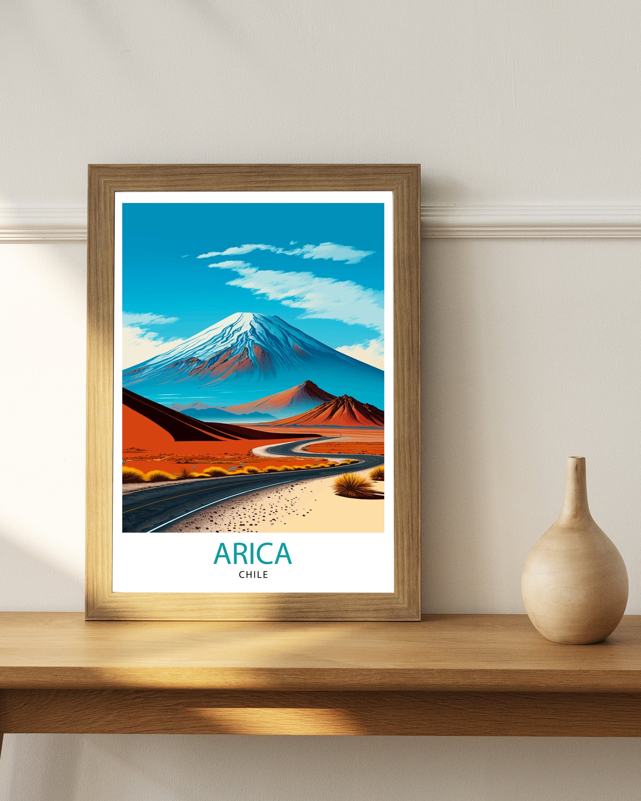 Arica Chile Travel Poster, Landscape Illustration
