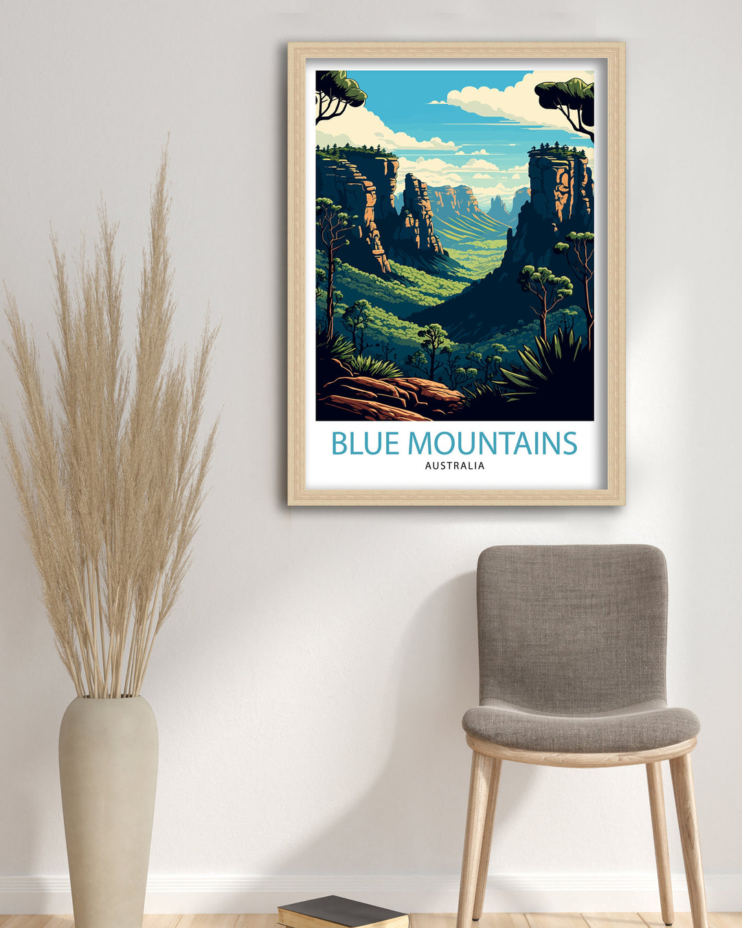 Blue Mountains Australia Travel Poster Blue Mountains Wall Art Australia Travel Poster Blue Mountains Home Decor Blue Mountains Illustration