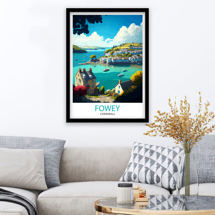 Fowey Cornwall Travel Poster Fowey Wall Art Fowey Home Decor Fowey Illustration Travel Poster Gift for Fowey Lovers, Cornwall