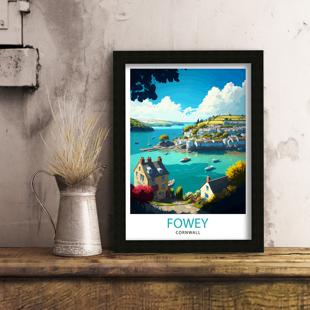 Fowey Cornwall Travel Poster Fowey Wall Art Fowey Home Decor Fowey Illustration Travel Poster Gift for Fowey Lovers, Cornwall