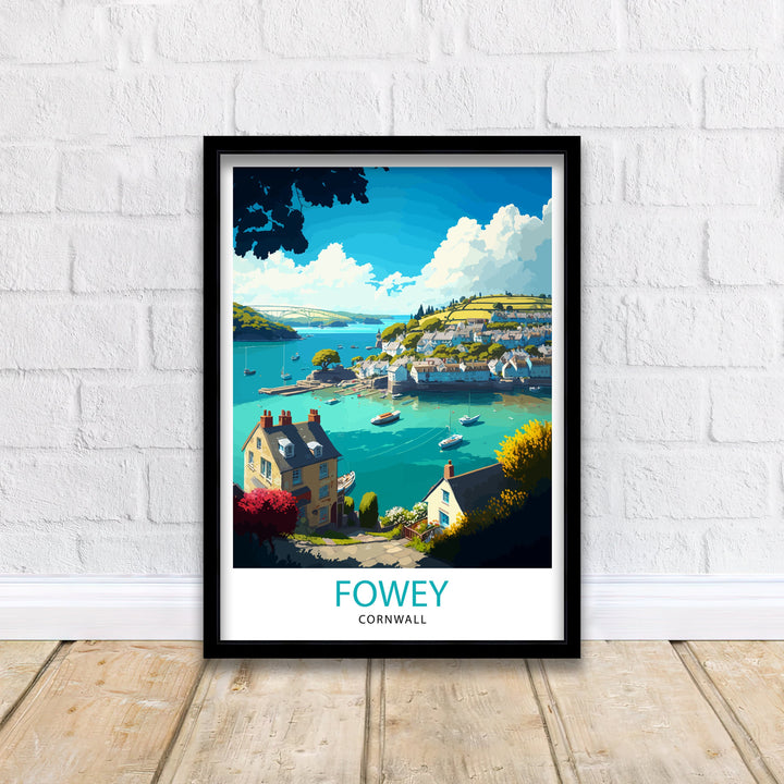 Fowey Cornwall Travel Poster Fowey Wall Art Fowey Home Decor Fowey Illustration Travel Poster Gift for Fowey Lovers, Cornwall