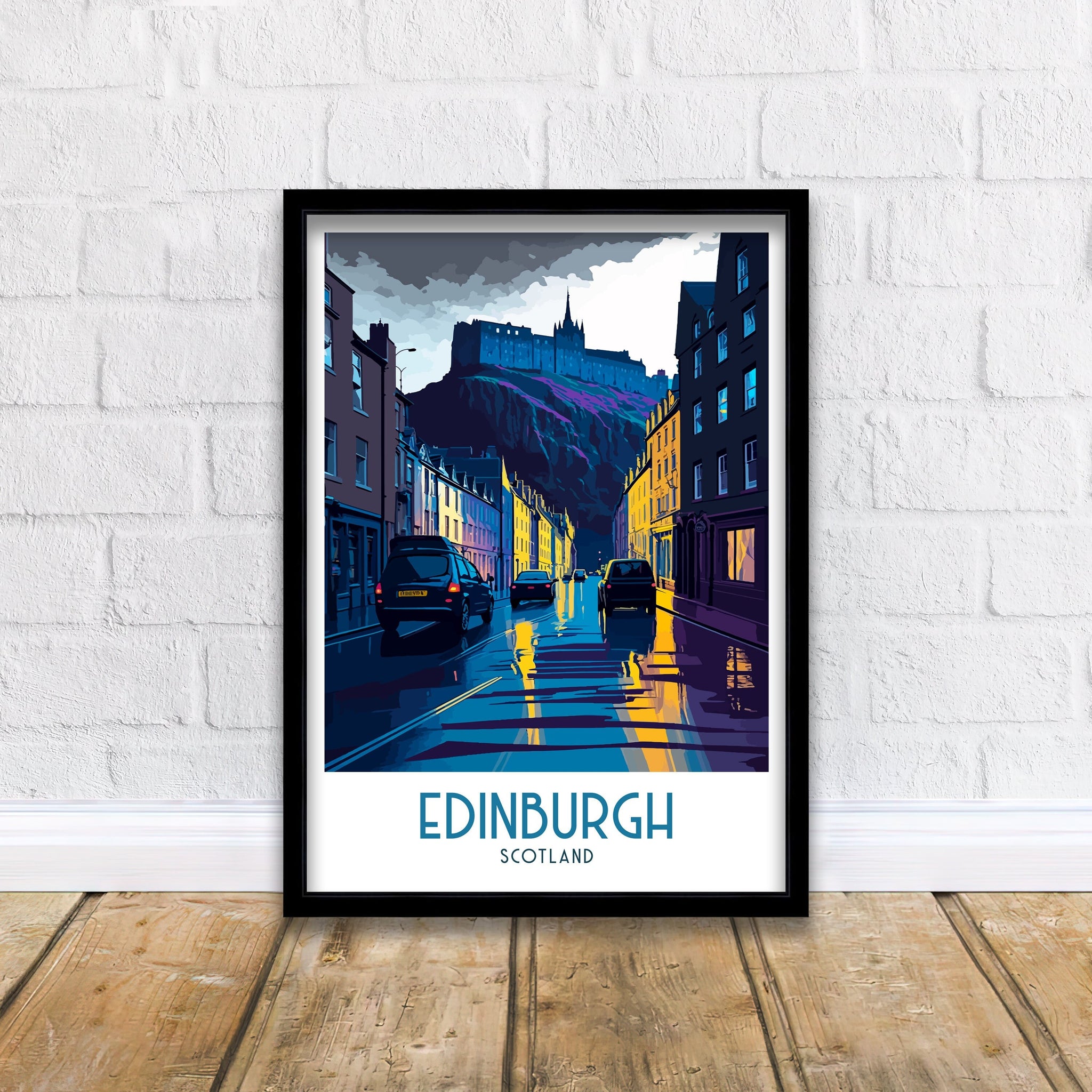 Edinburgh Scotland Travel Poster | Cityscape Illustration Art Print