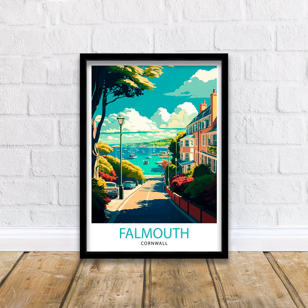 Falmouth Cornwall Travel Poster Falmouth Wall Art Falmouth Home Decor Falmouth Illustration Travel Poster Gift For Falmouth - Cornwall Home