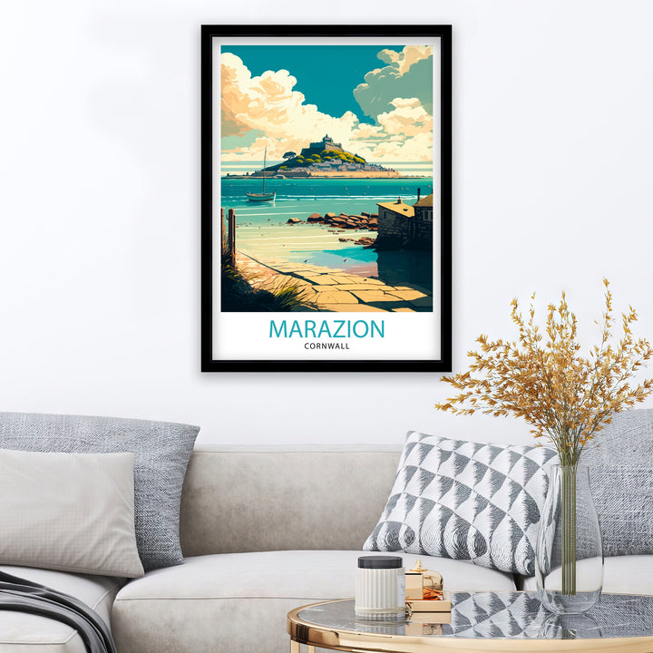 Marazion Cornwall Travel Poster Marazion