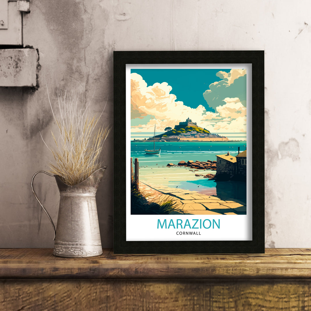 Marazion Cornwall Travel Poster Marazion