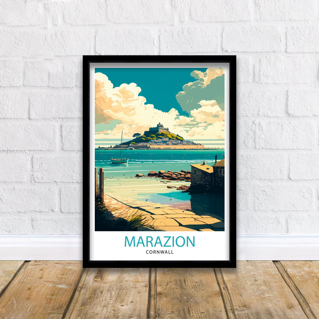 Marazion Cornwall Travel Poster Marazion