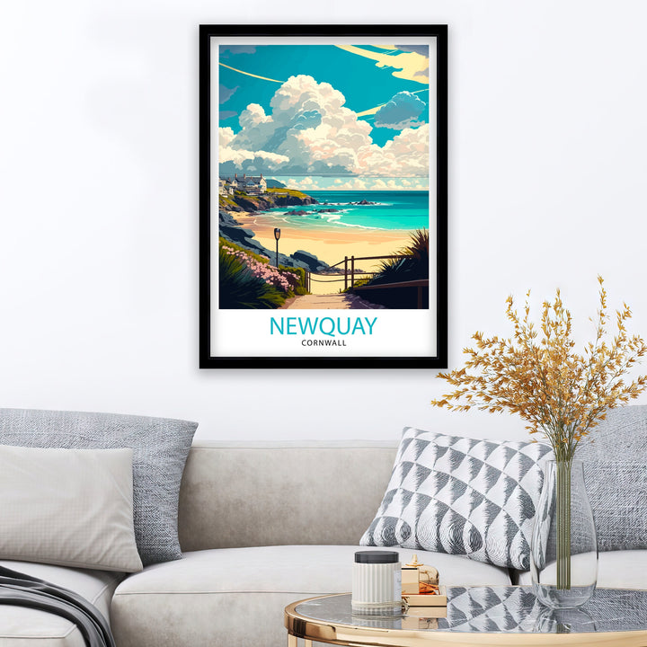 Newquay Cornwall Travel Poster Newquay Wall Art Newquay Home Decor Newquay Illustration Travel Poster Gift Cornwall Home Decor