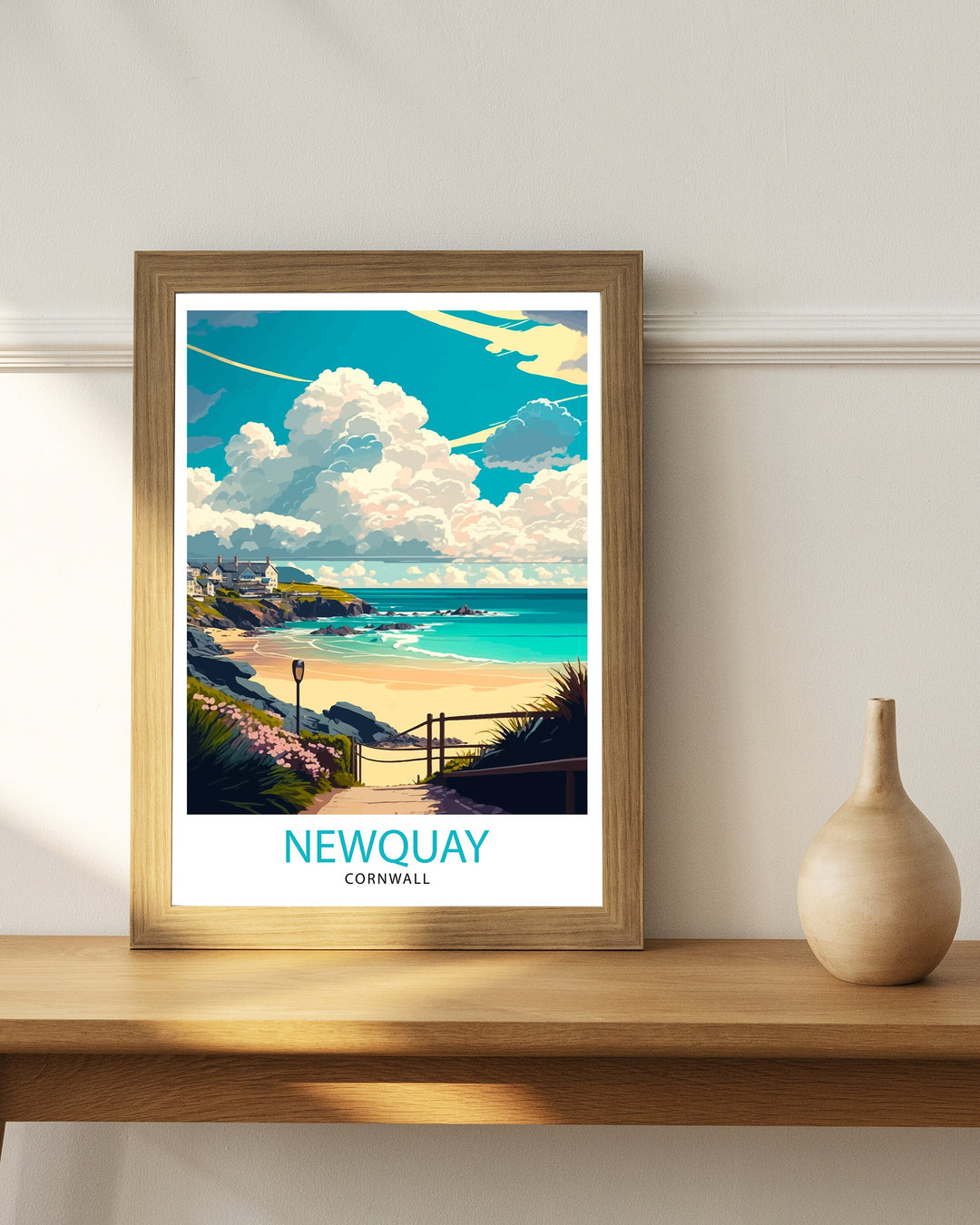 Newquay Cornwall Travel Poster Newquay Wall Art Newquay Home Decor Newquay Illustration Travel Poster Gift Cornwall Home Decor