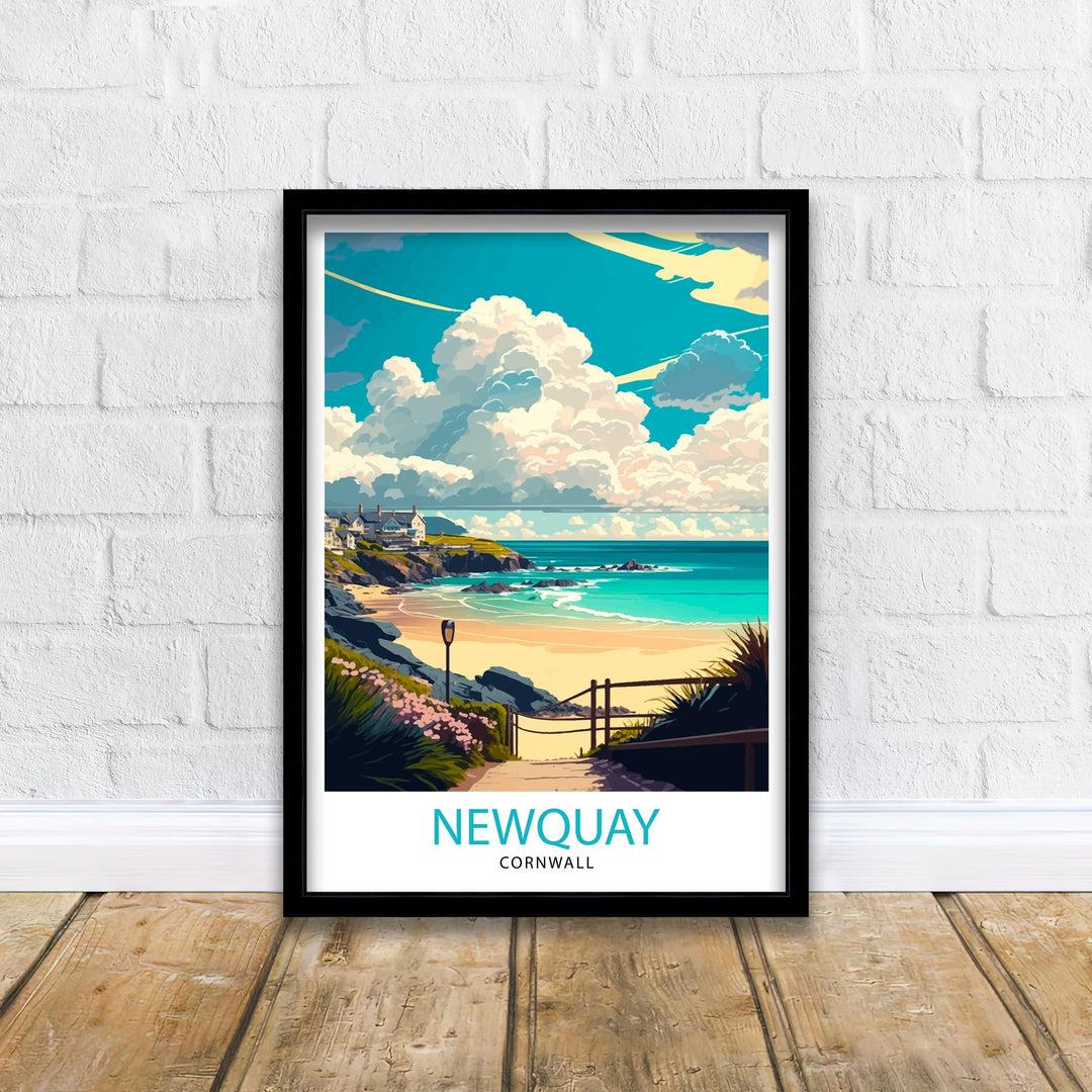 Newquay Cornwall Travel Poster Newquay Wall Art Newquay Home Decor Newquay Illustration Travel Poster Gift Cornwall Home Decor