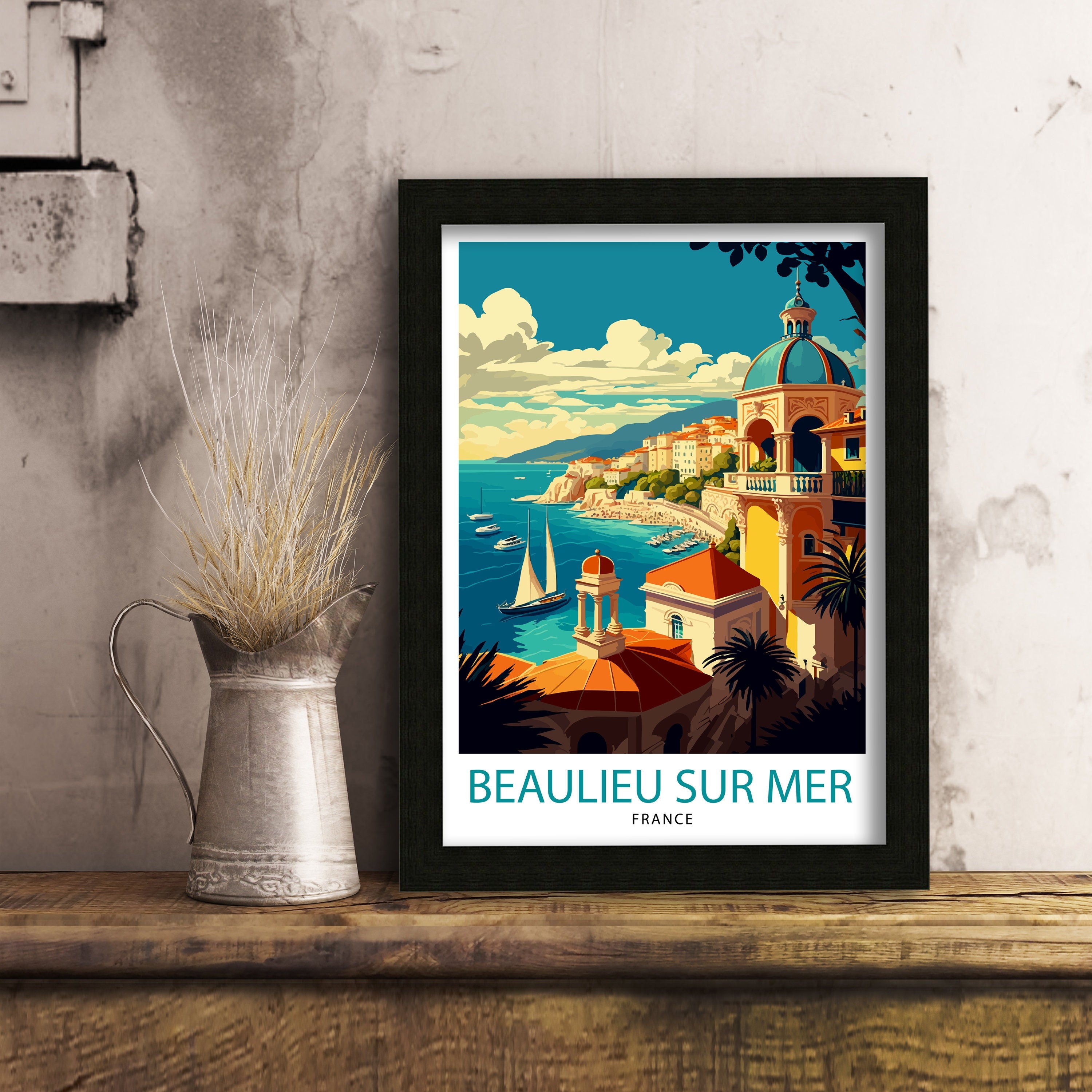 Beaulieu Sur Mer Print, French Riviera Travel Poster