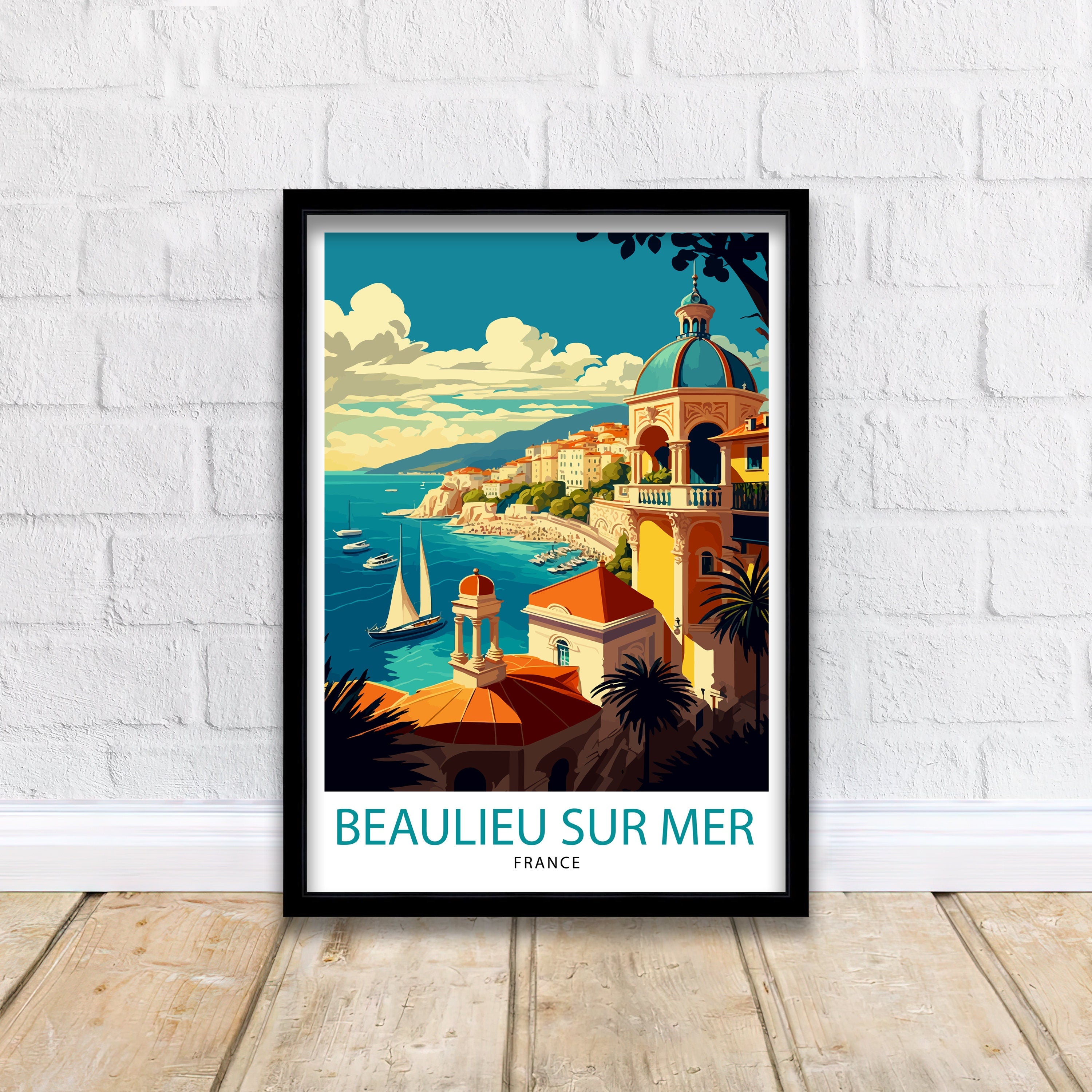 Beaulieu Sur Mer Print, French Riviera Travel Poster