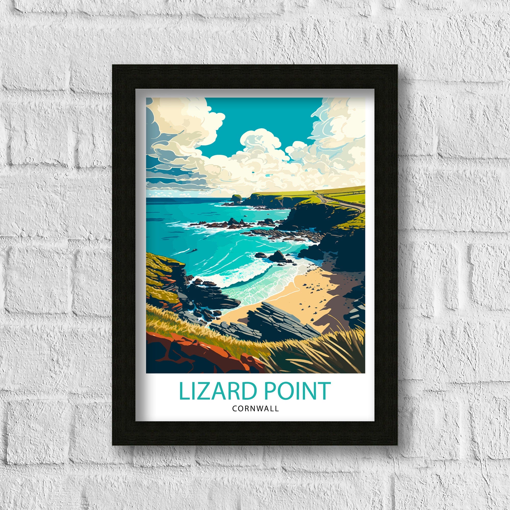 Lizard Point Cornwall Travel Illustration Print