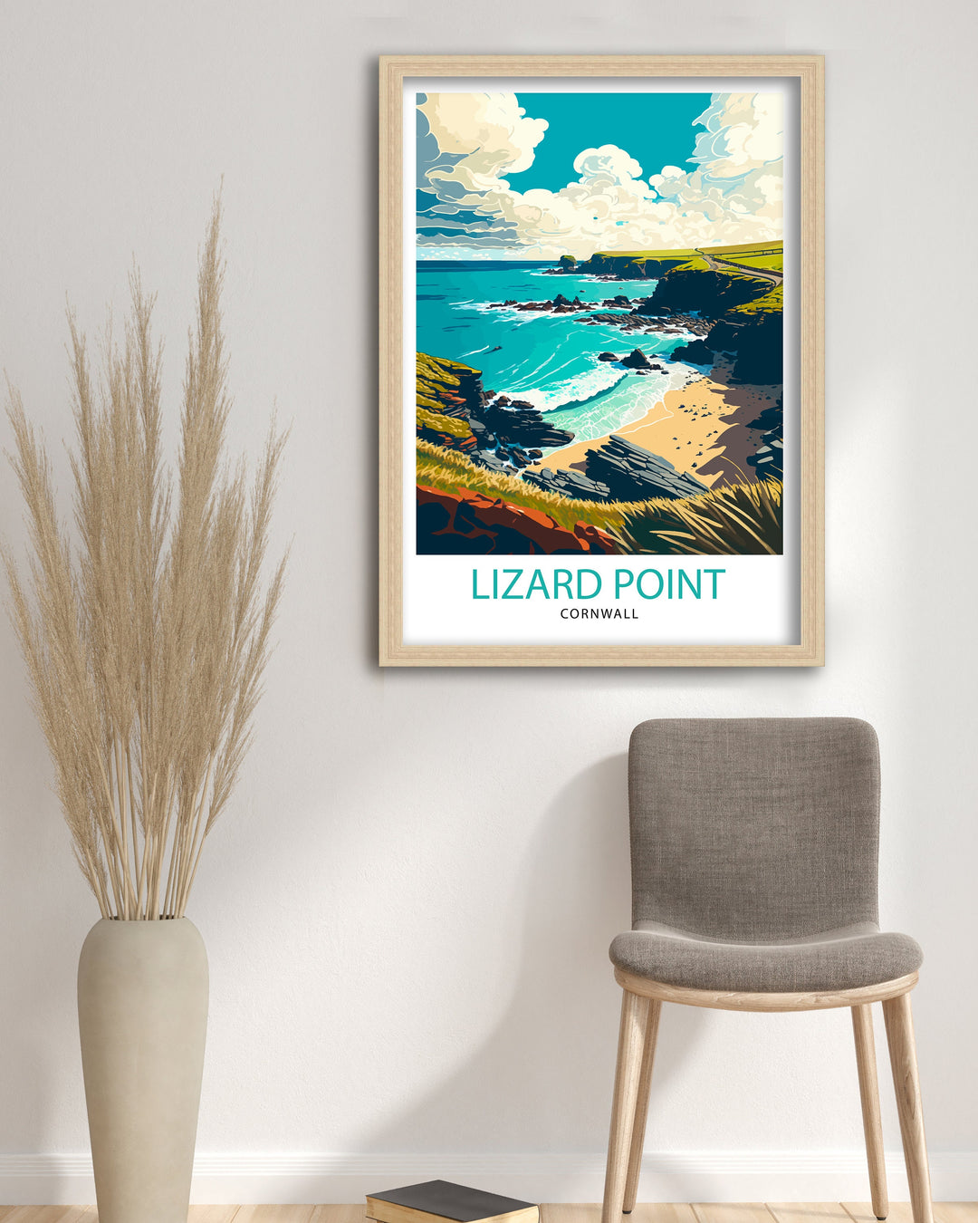 Lizard Point Cornwall Travel Poster Lizard Point Wall Art Lizard Point Home Living Decor Cornwall Illustration Travel Poster Gift For