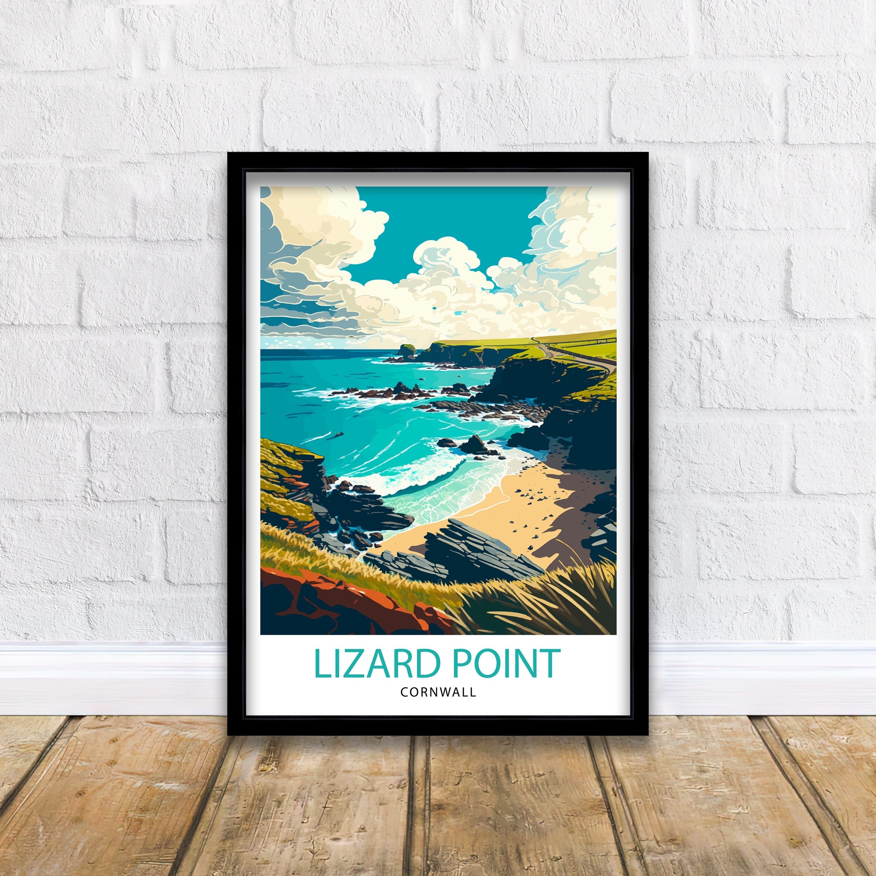 Lizard Point Cornwall Travel Illustration Print