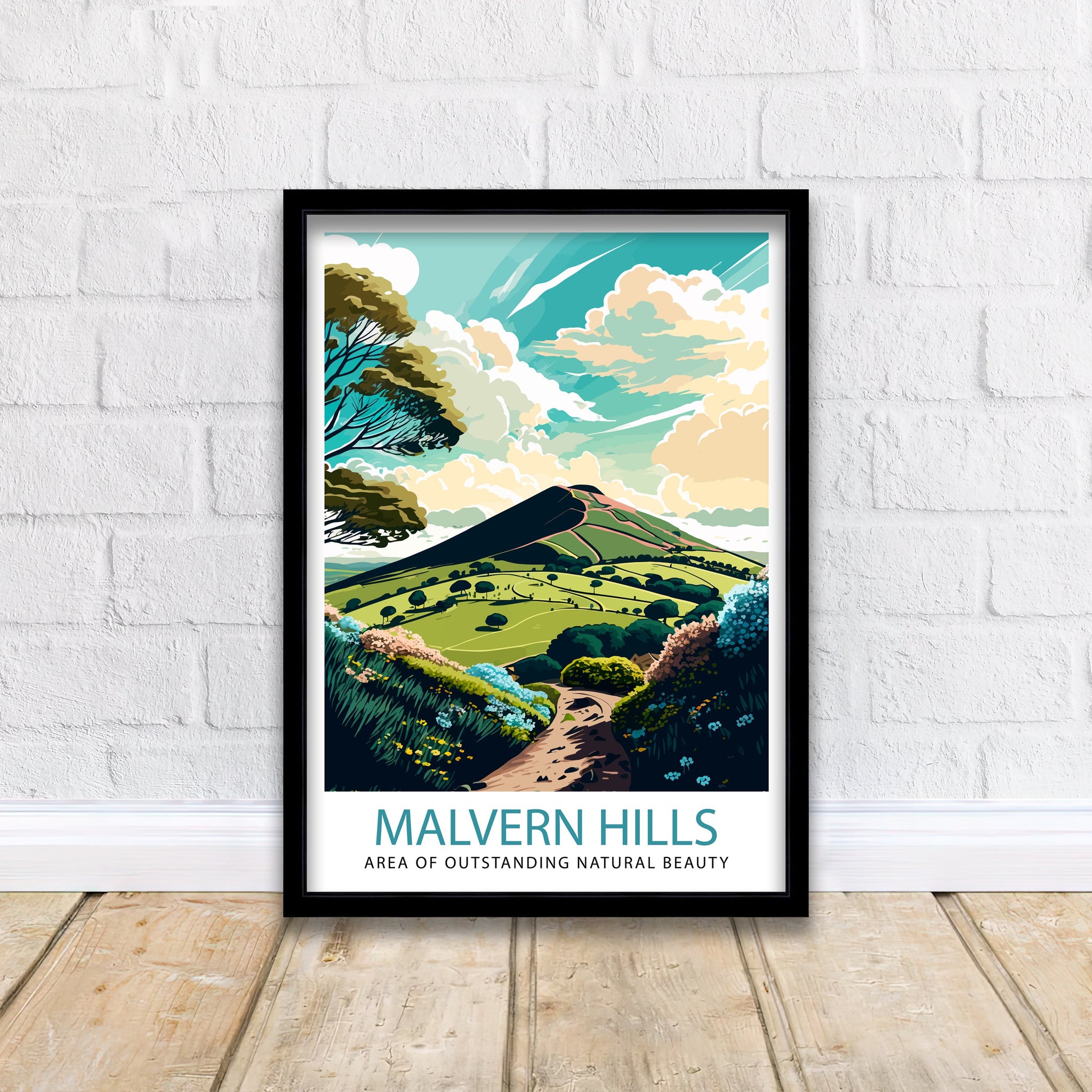 Malvern Hills Illustration Art Print, Travel Poster