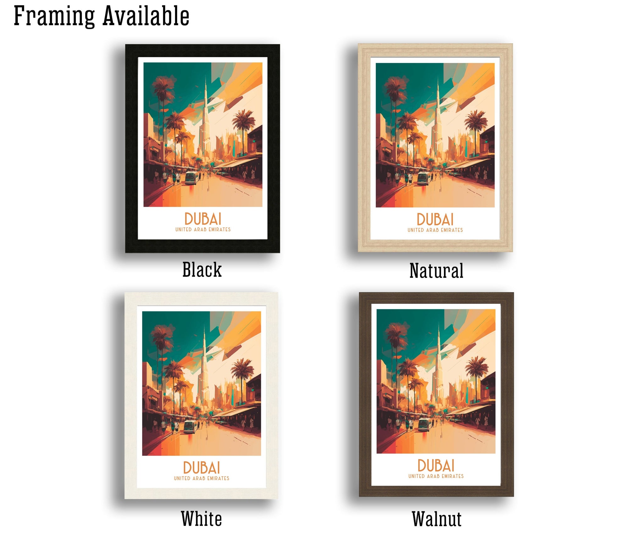 Dubai Travel Poster | Modern Skyline Art Print