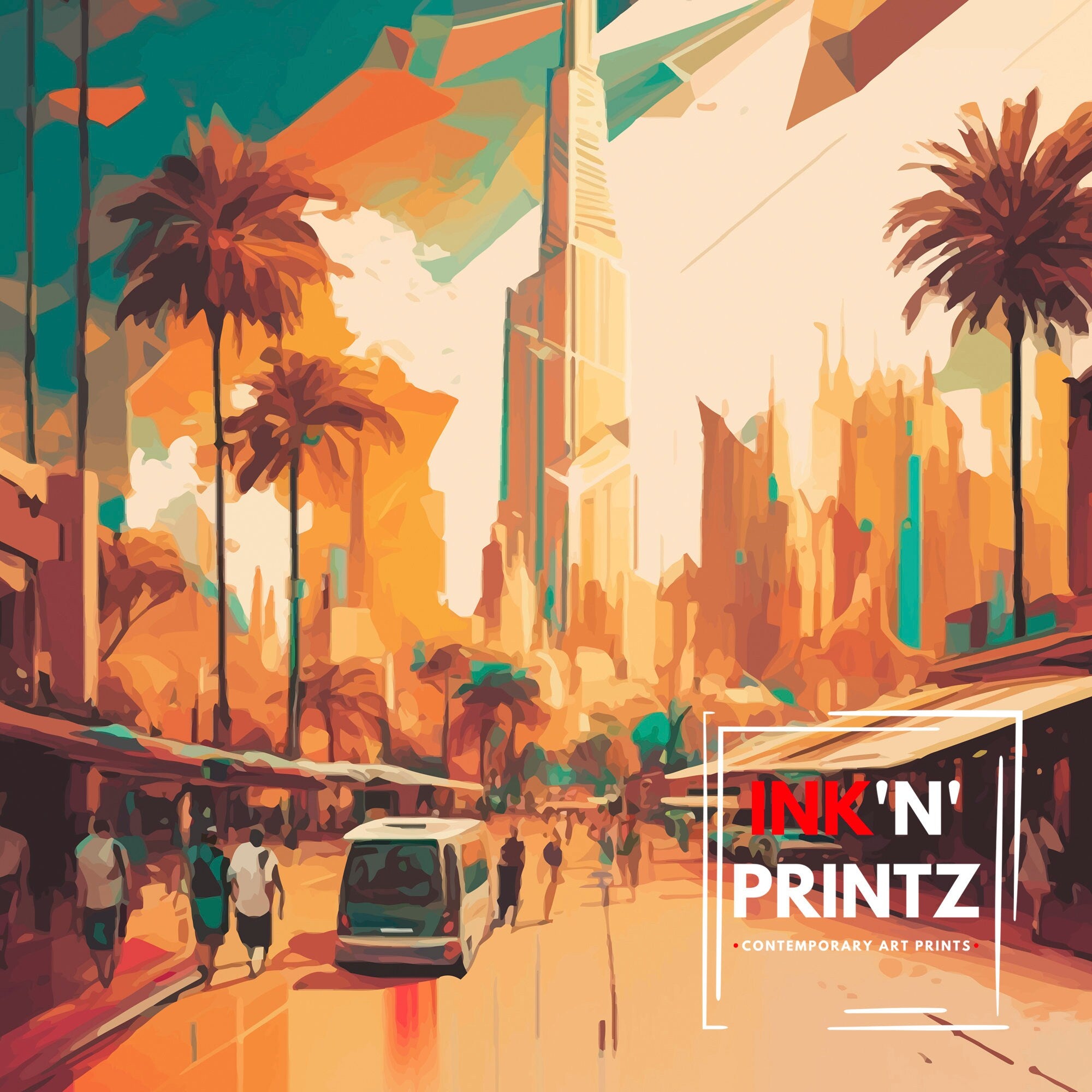 Dubai Travel Poster | Modern Skyline Art Print
