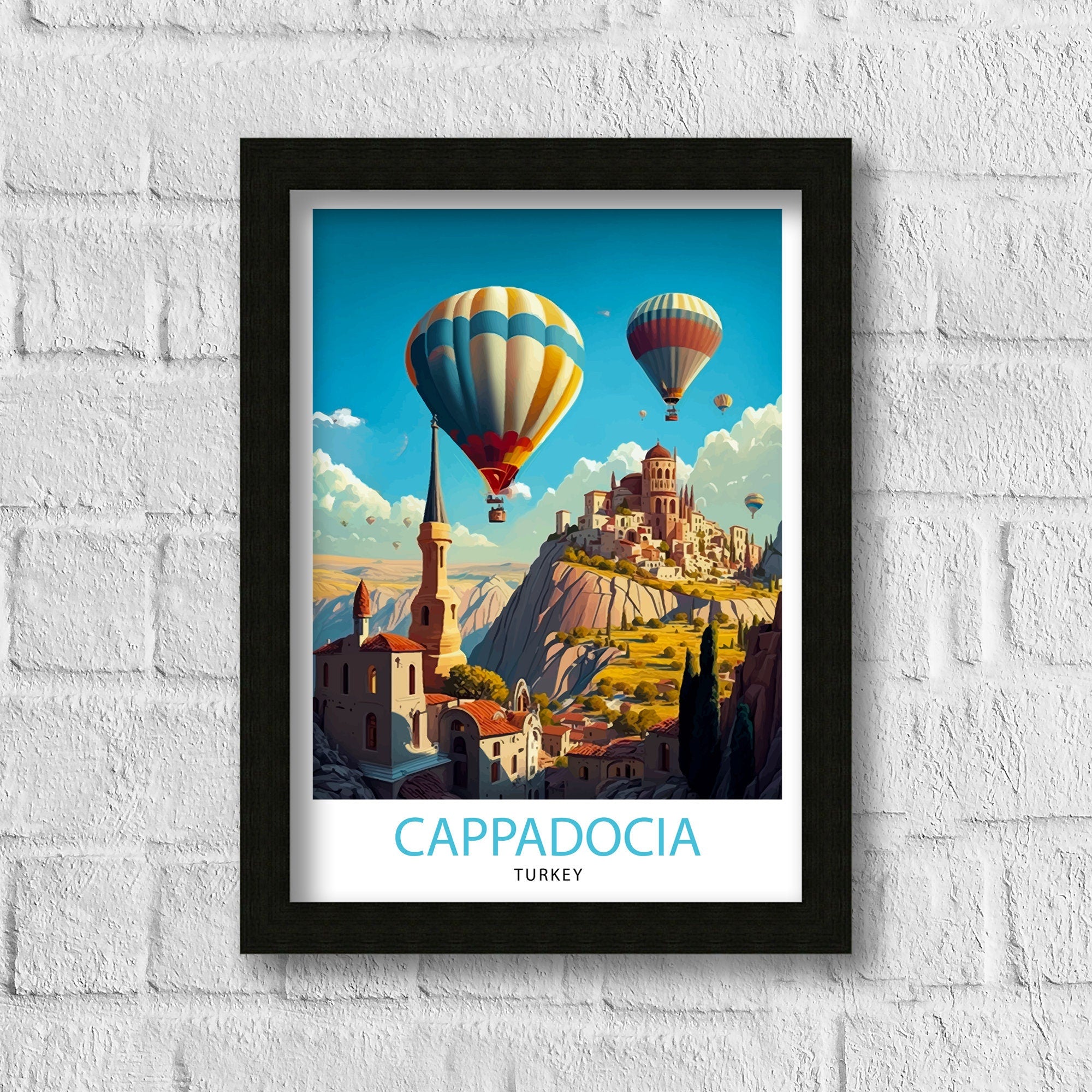 Cappadocia Hot Air Balloons Art Print, Turkey Travel Poster