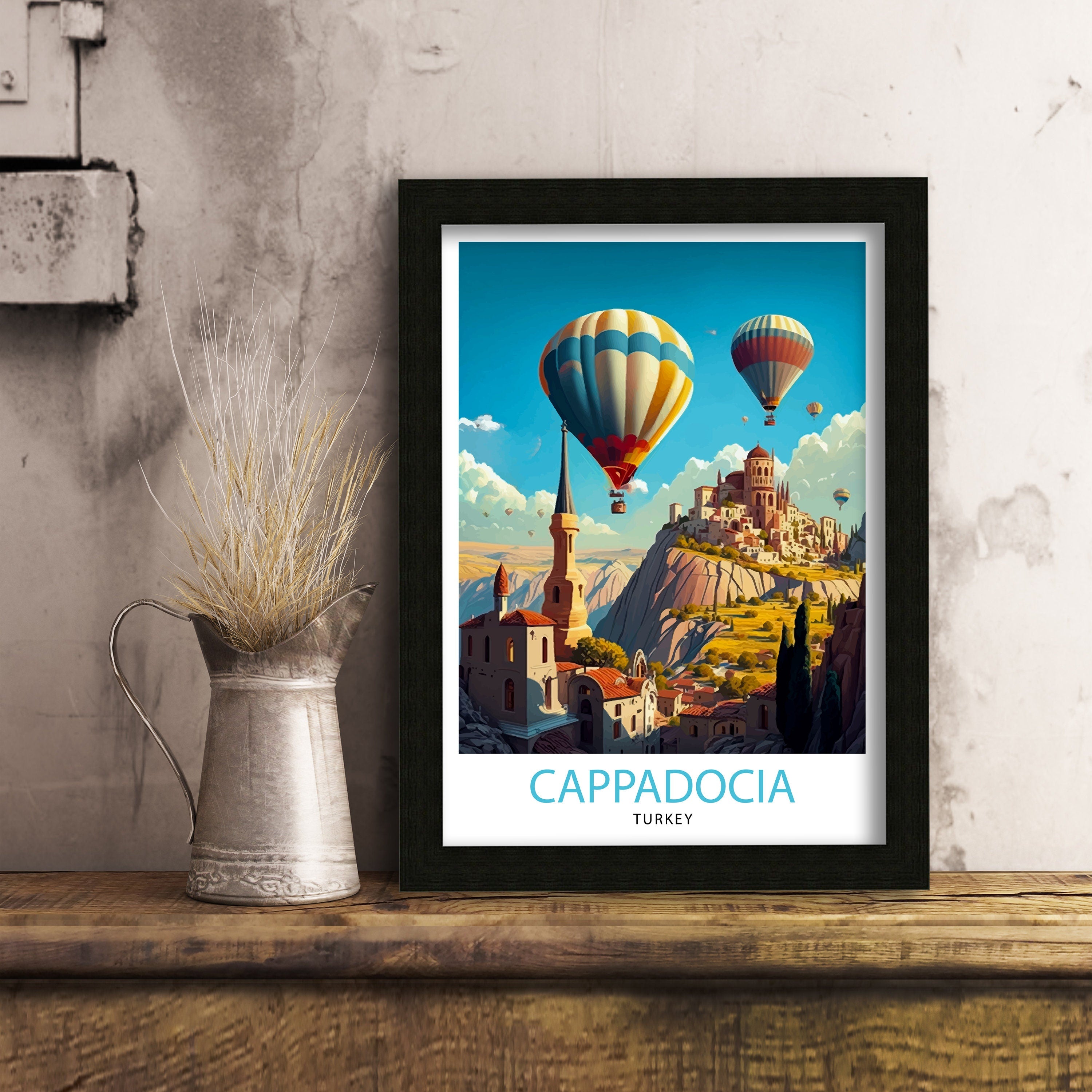 Cappadocia Hot Air Balloons Art Print, Turkey Travel Poster