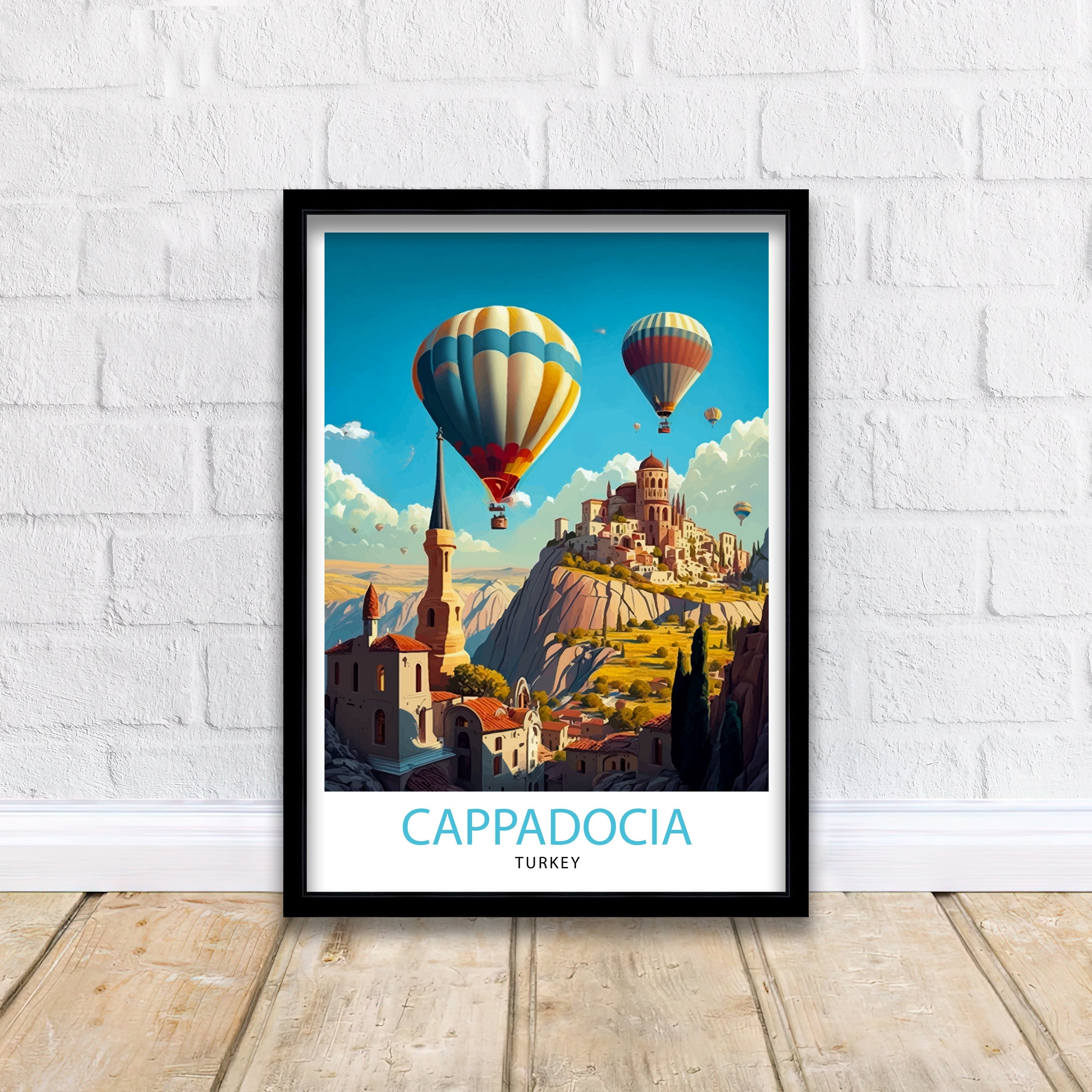 Cappadocia Hot Air Balloons Art Print, Turkey Travel Poster