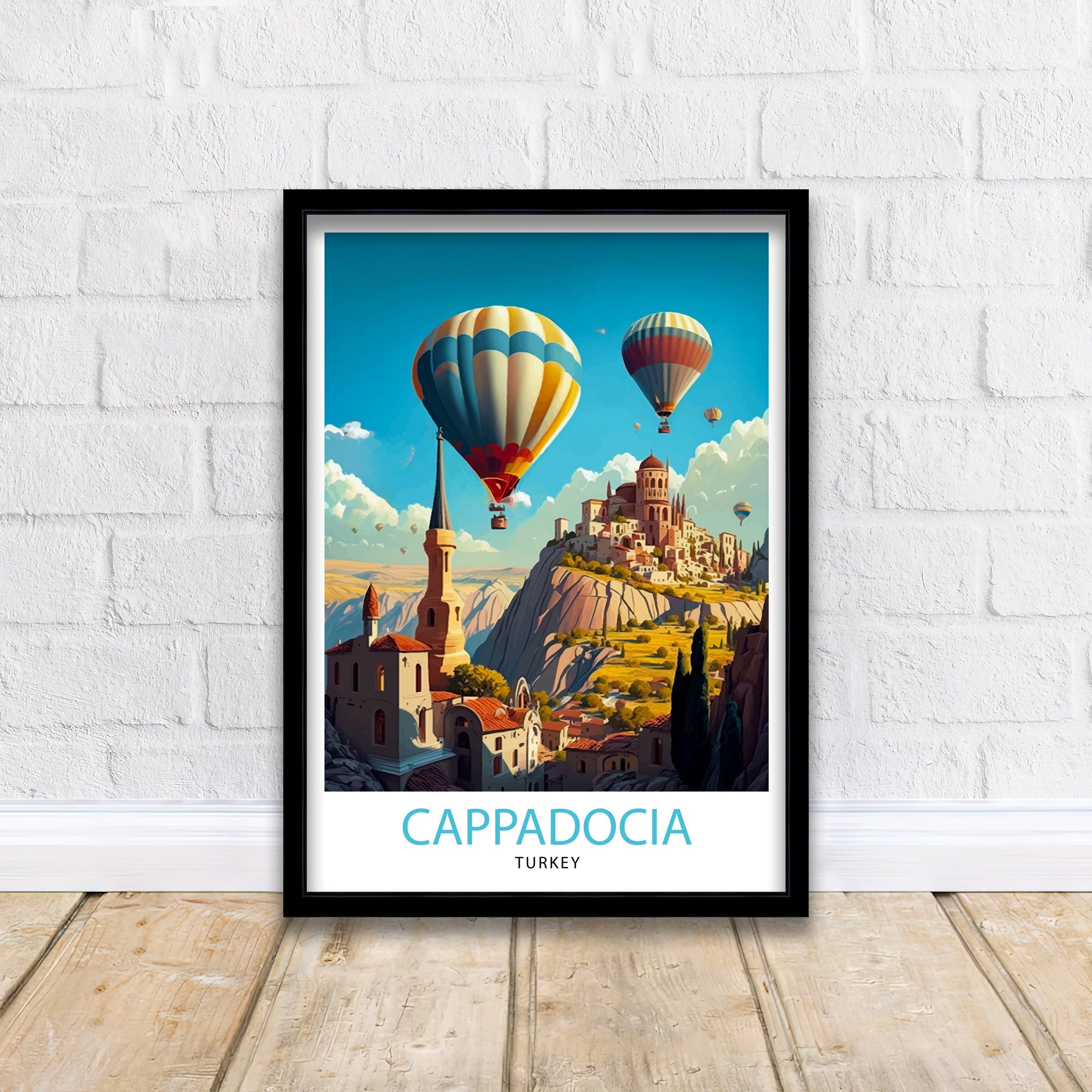 Cappadocia Hot Air Balloons Art Print, Turkey Travel Poster