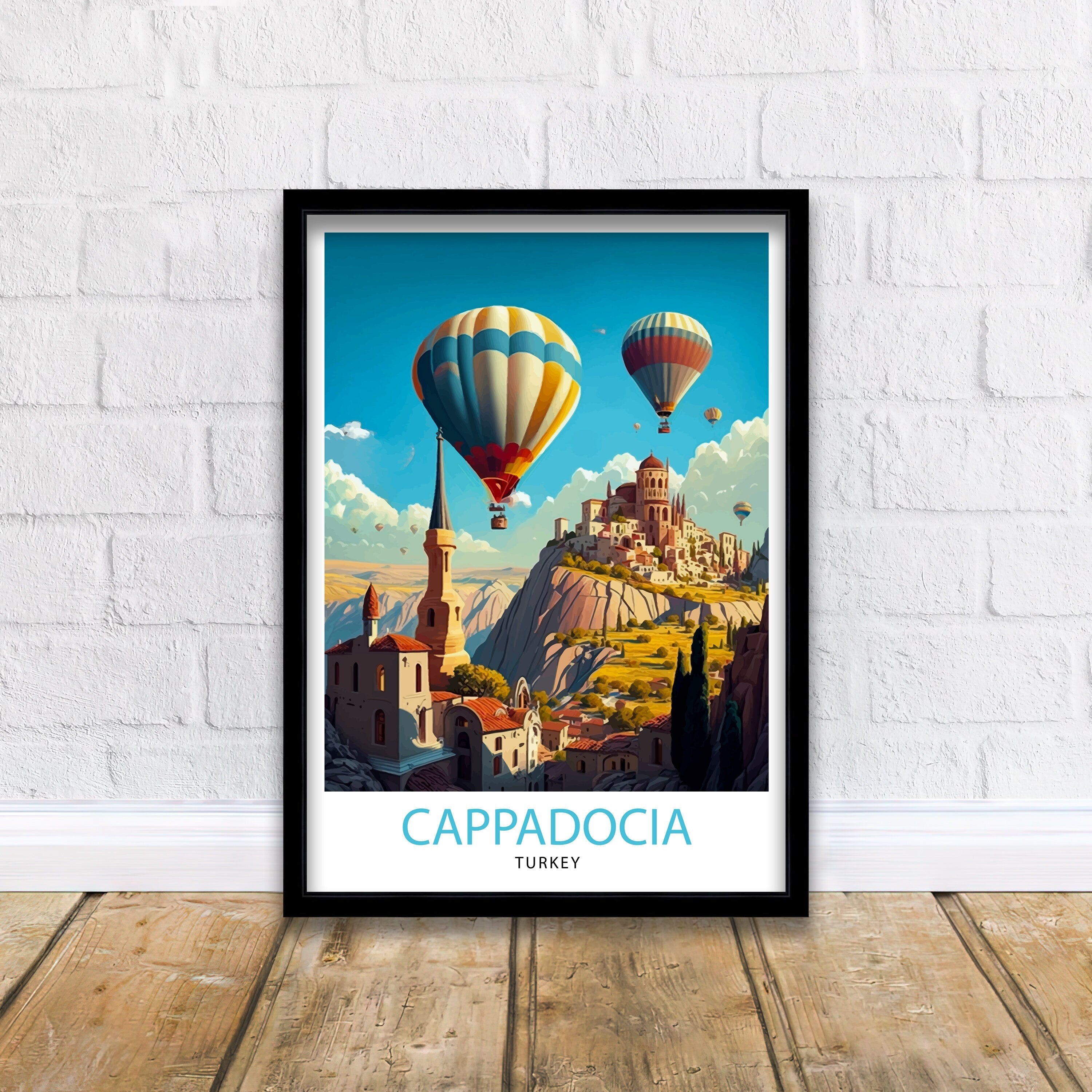 Cappadocia Hot Air Balloons Art Print, Turkey Travel Poster