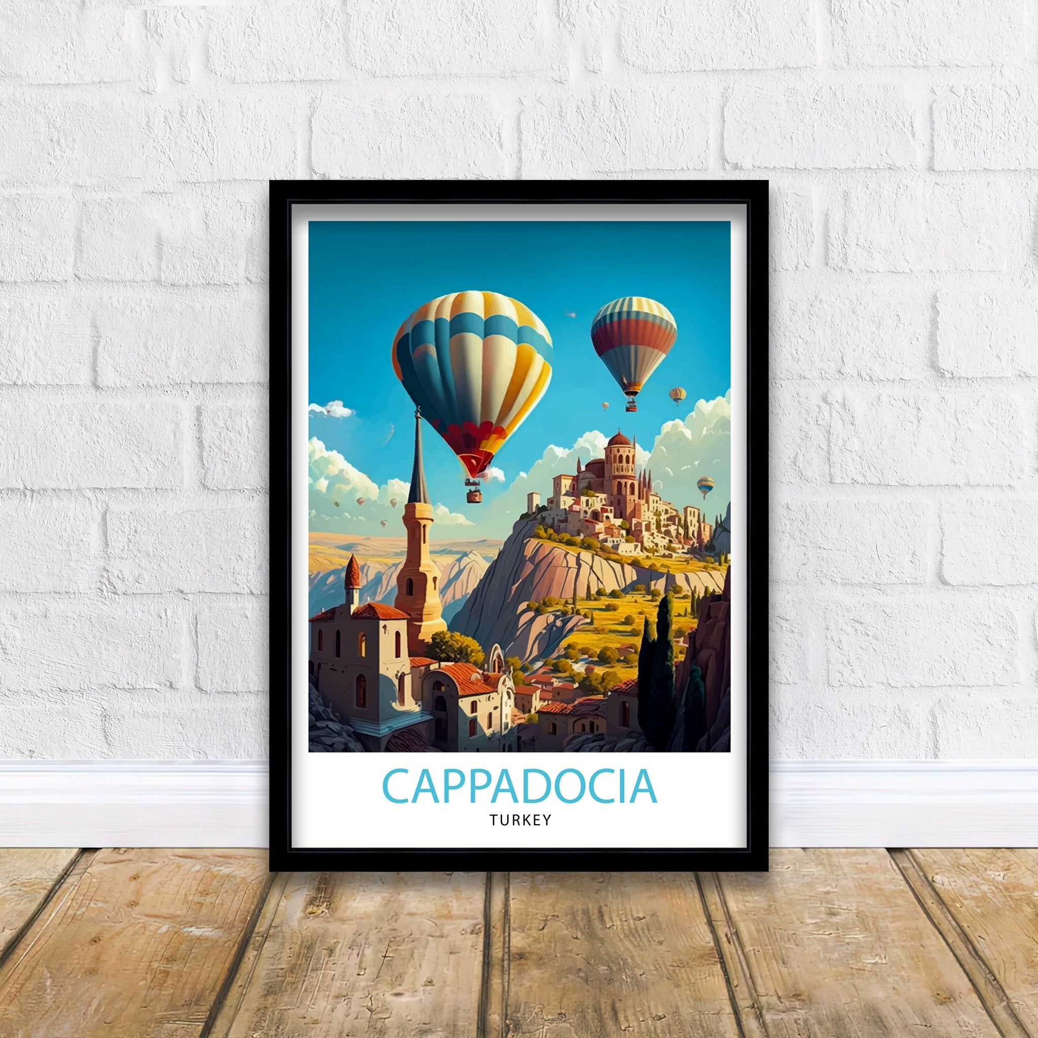 Cappadocia Hot Air Balloons Art Print, Turkey Travel Poster