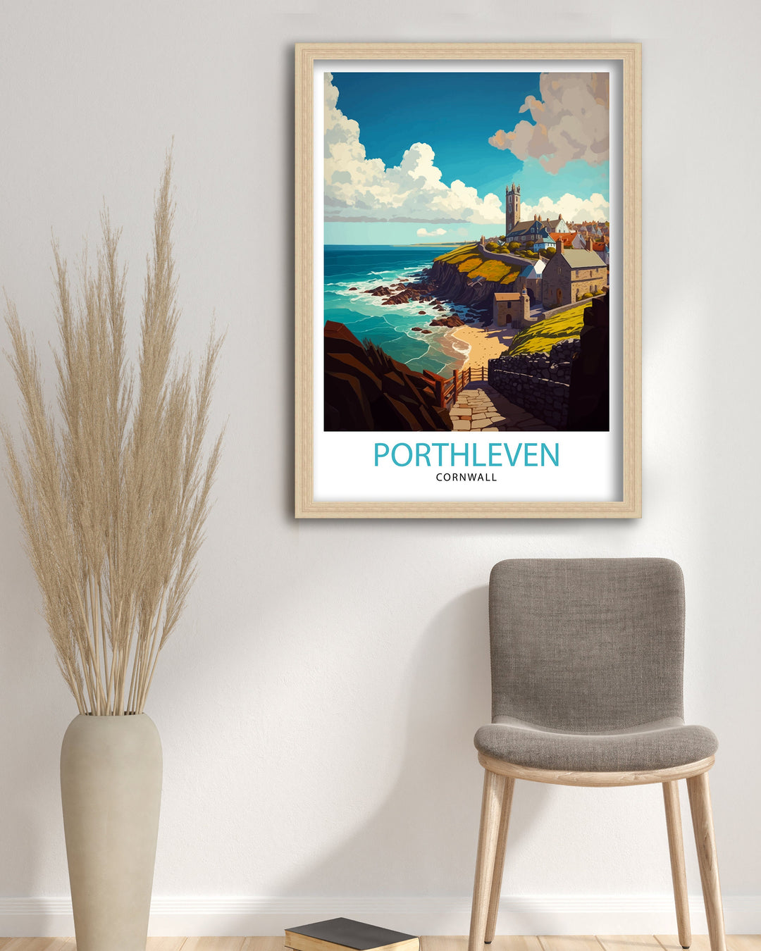 Porthleven Cornwall Travel Poster Porthleven Wall Art Porthleven Home Decor, Porthleven Illustration Cornwall Travel Poster Gift for Cornwall