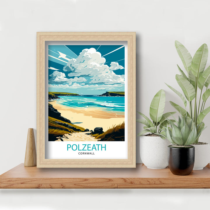 Polzeath Travel Poster Polzeath Wall Art Polzeath Illustration Polzeath Poster Cornwall Travel Poster Cornwall