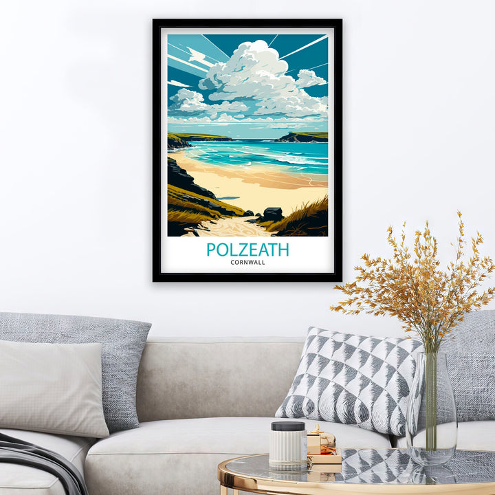 Polzeath Travel Poster Polzeath Wall Art Polzeath Illustration Polzeath Poster Cornwall Travel Poster Cornwall