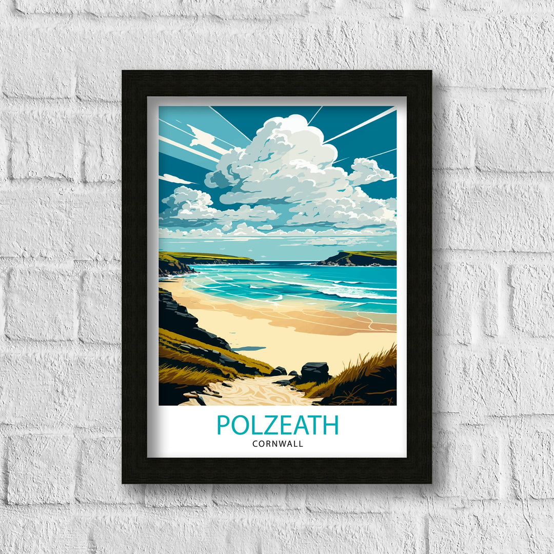 Polzeath Travel Poster Polzeath Wall Art Polzeath Illustration Polzeath Poster Cornwall Travel Poster Cornwall