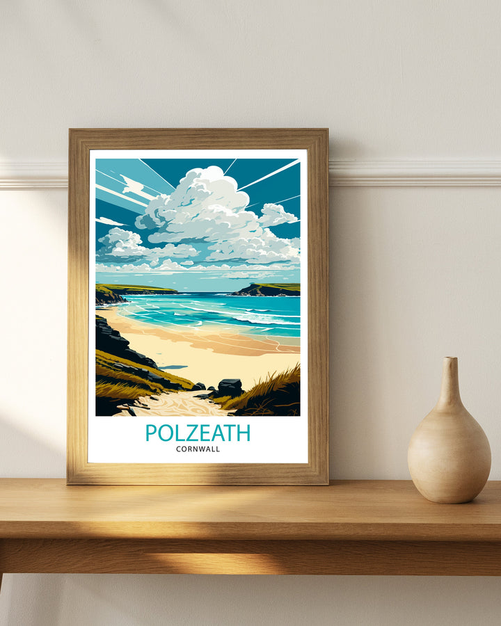 Polzeath Travel Poster Polzeath Wall Art Polzeath Illustration Polzeath Poster Cornwall Travel Poster Cornwall